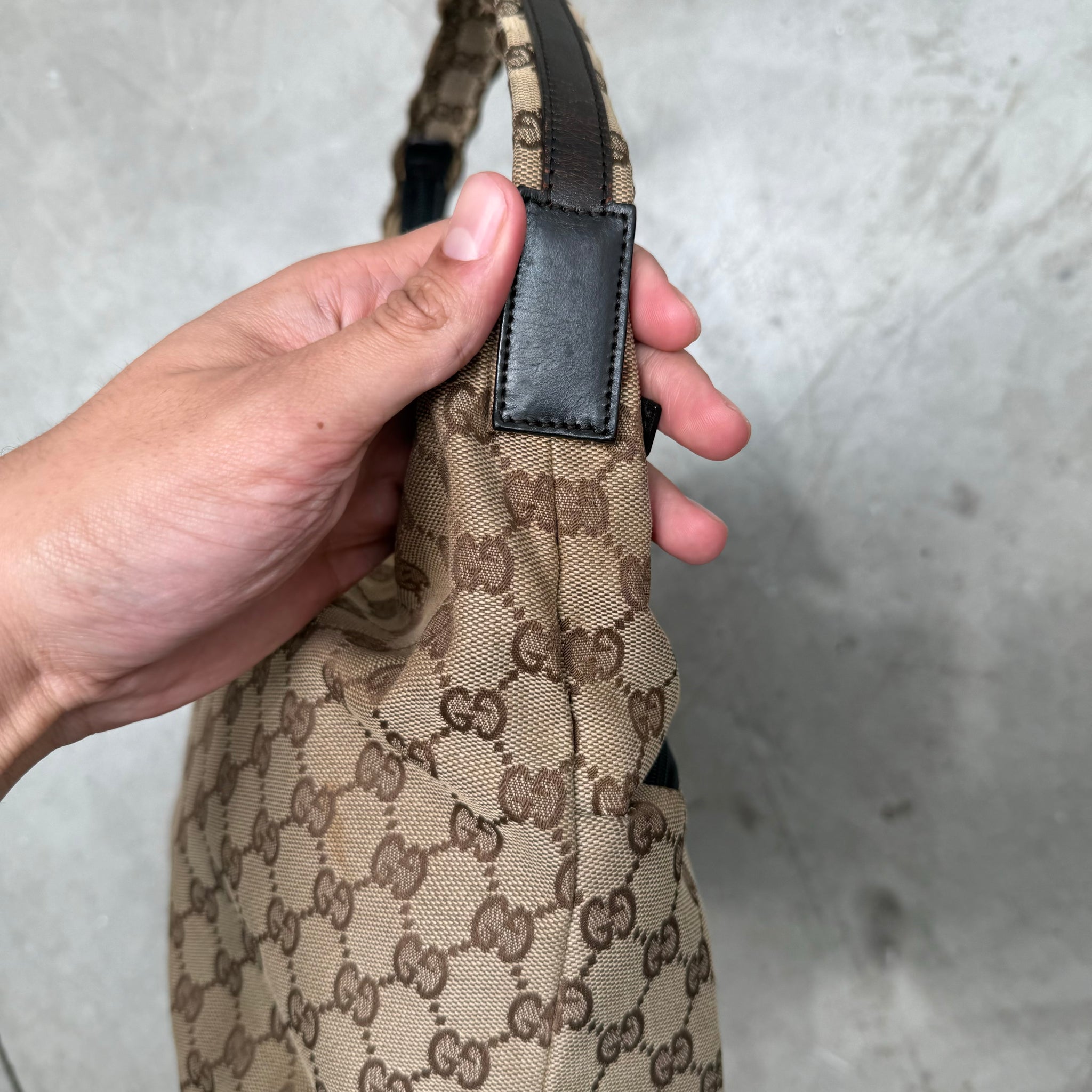 Gucci Brown GG Canvas Shoulder Bag Beige