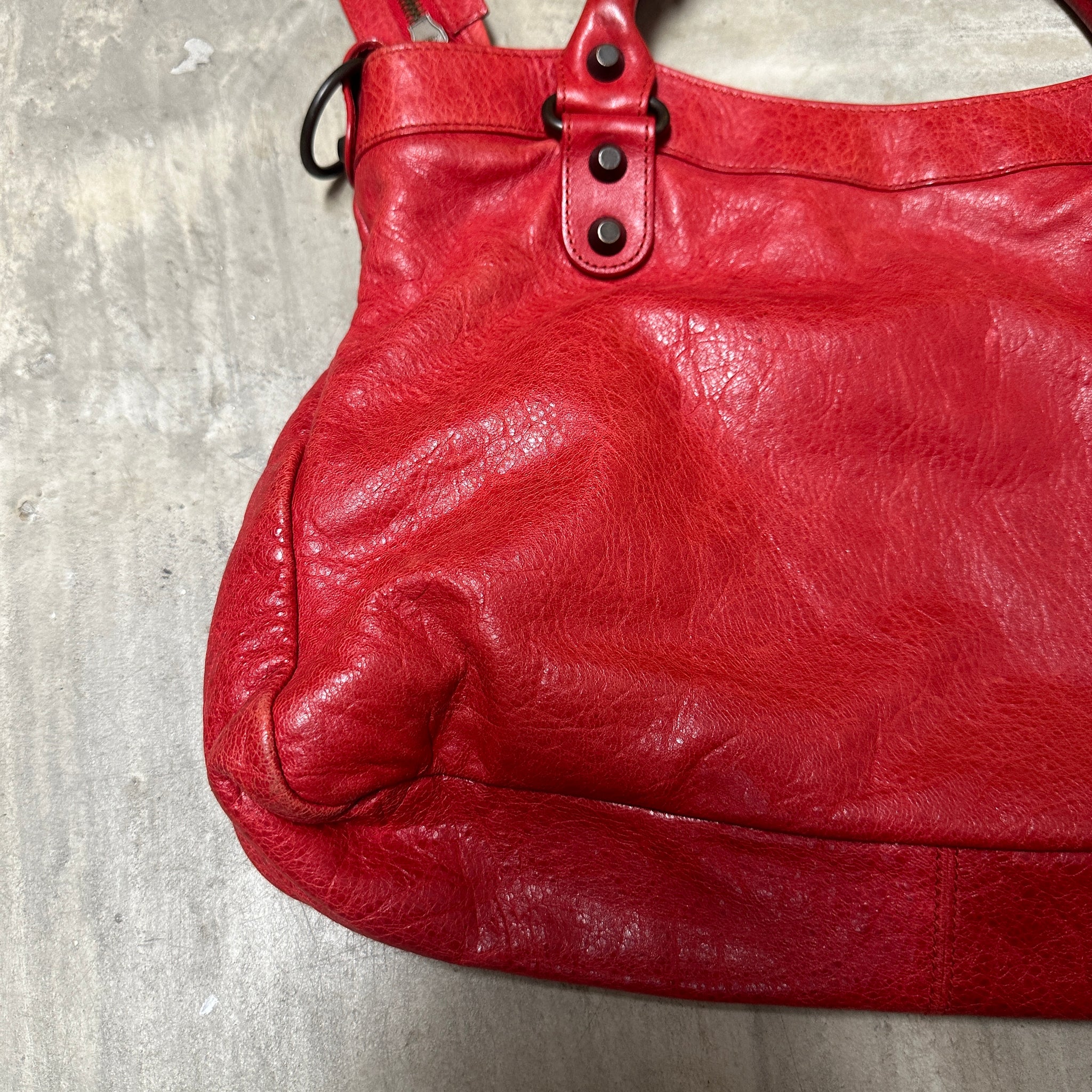 Balenciaga Leather Motorcycle City Bag Red