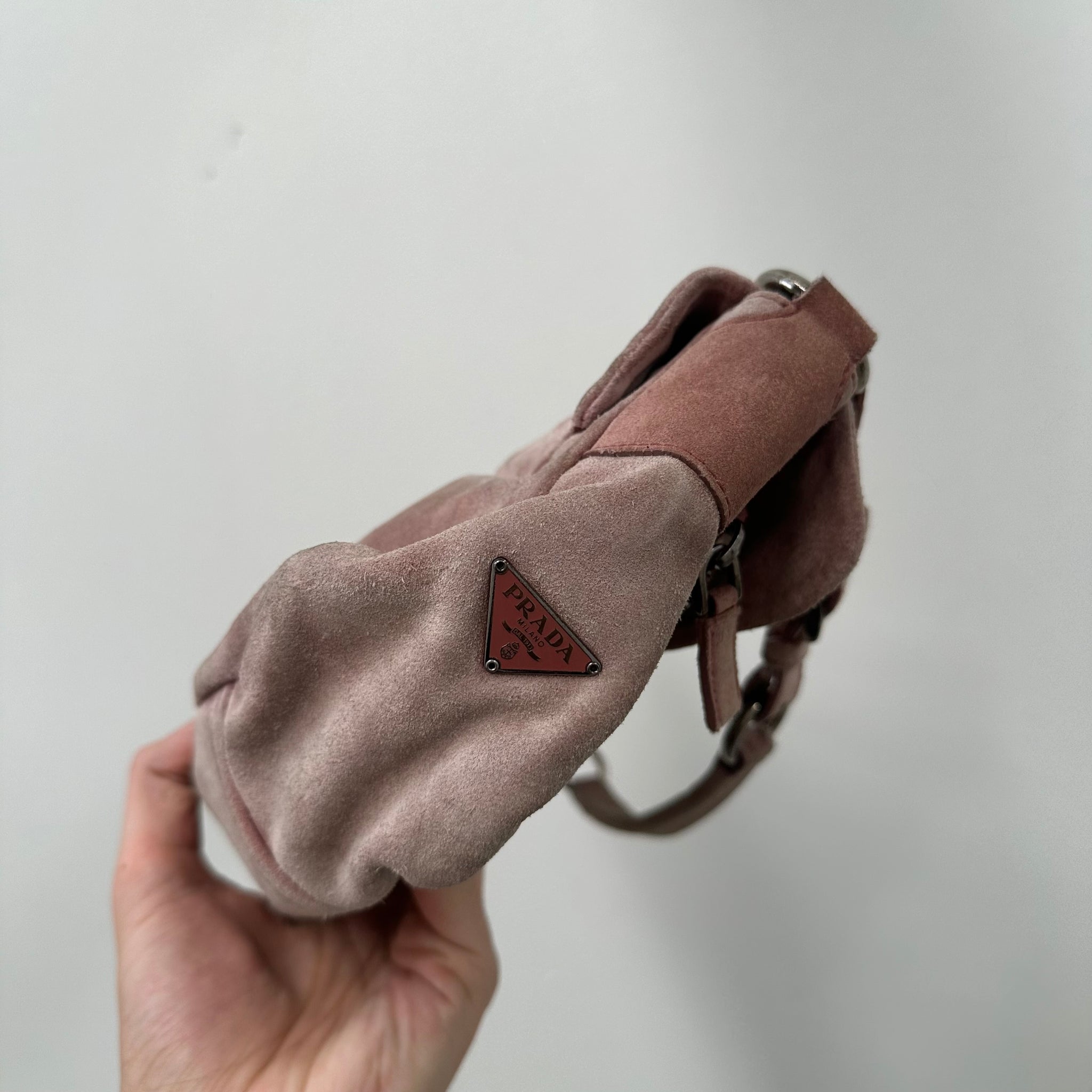 Prada Pink Suede Leather Shoulder Bag