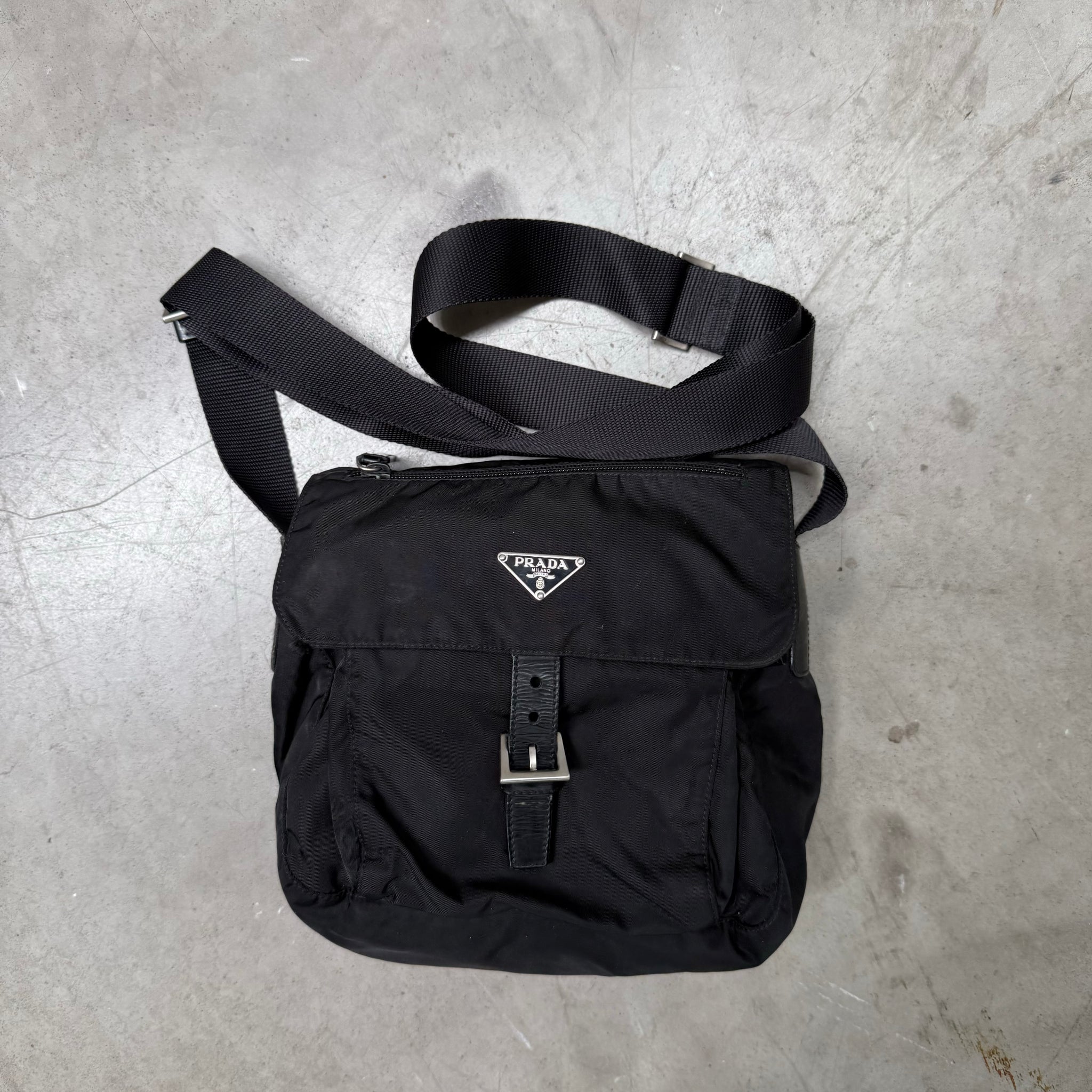 Prada Black Crossbody/Messenger Front Buckle Bag