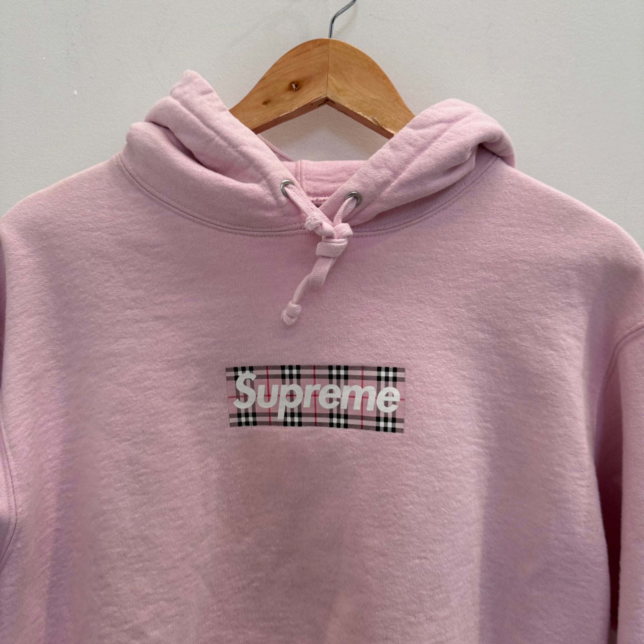 Supreme Burberry Box Logo Hoodie Pink (Size S)