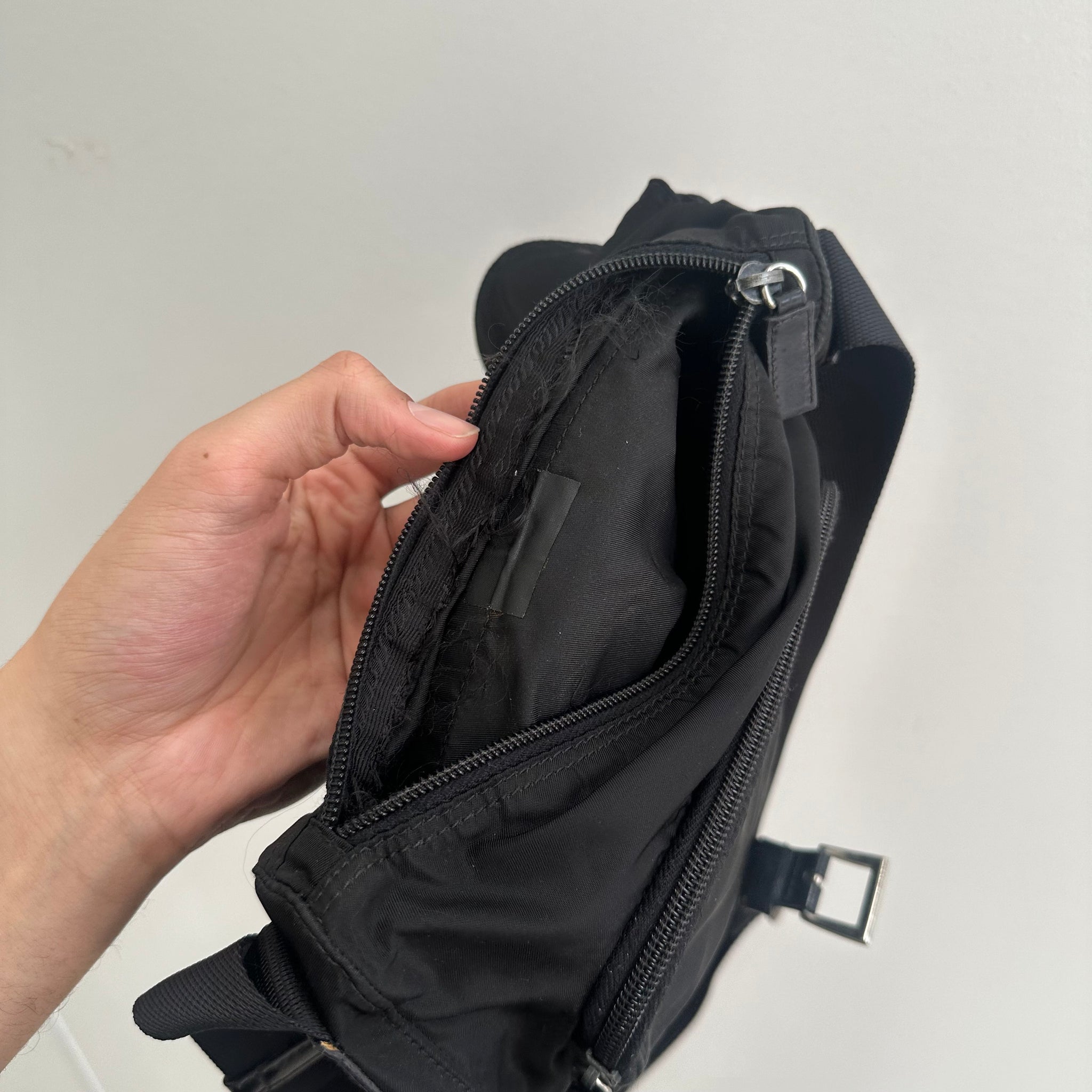 Prada Black Messenger Front Buckle Messenger Bag