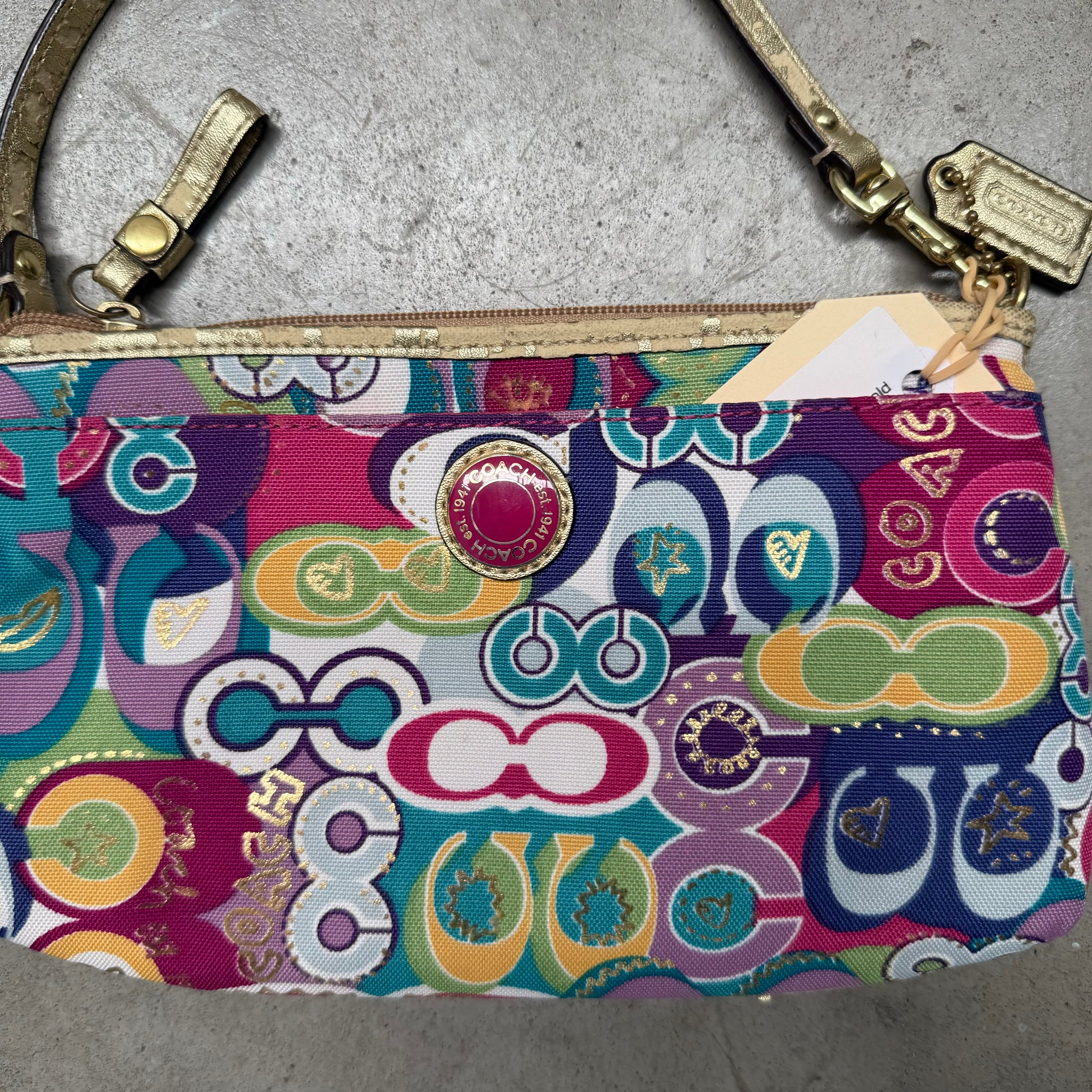 Coach Signature Jazzy Poppy Multi Canvas Handbag