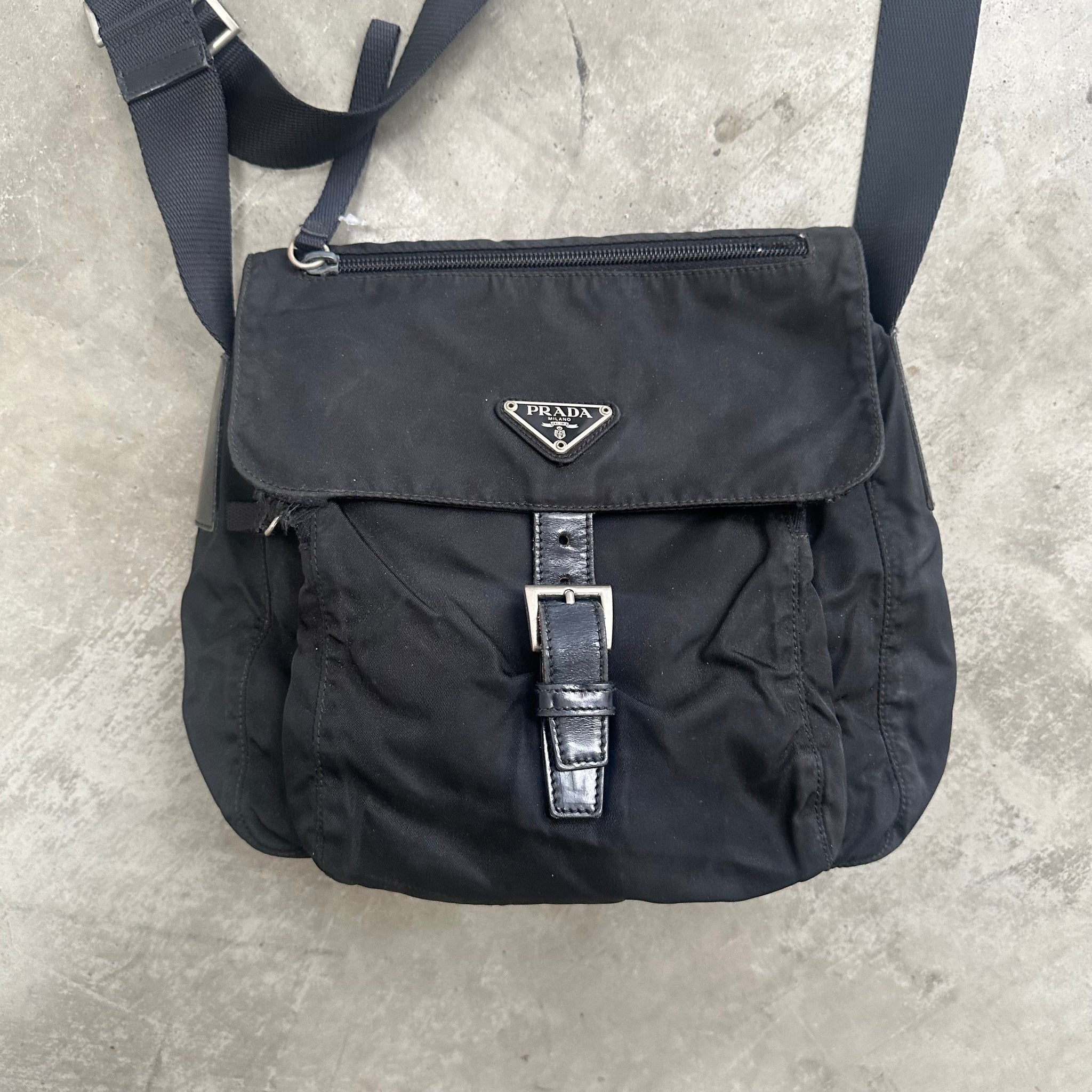 Prada Black Crossbody/Messenger Front Buckle Bag