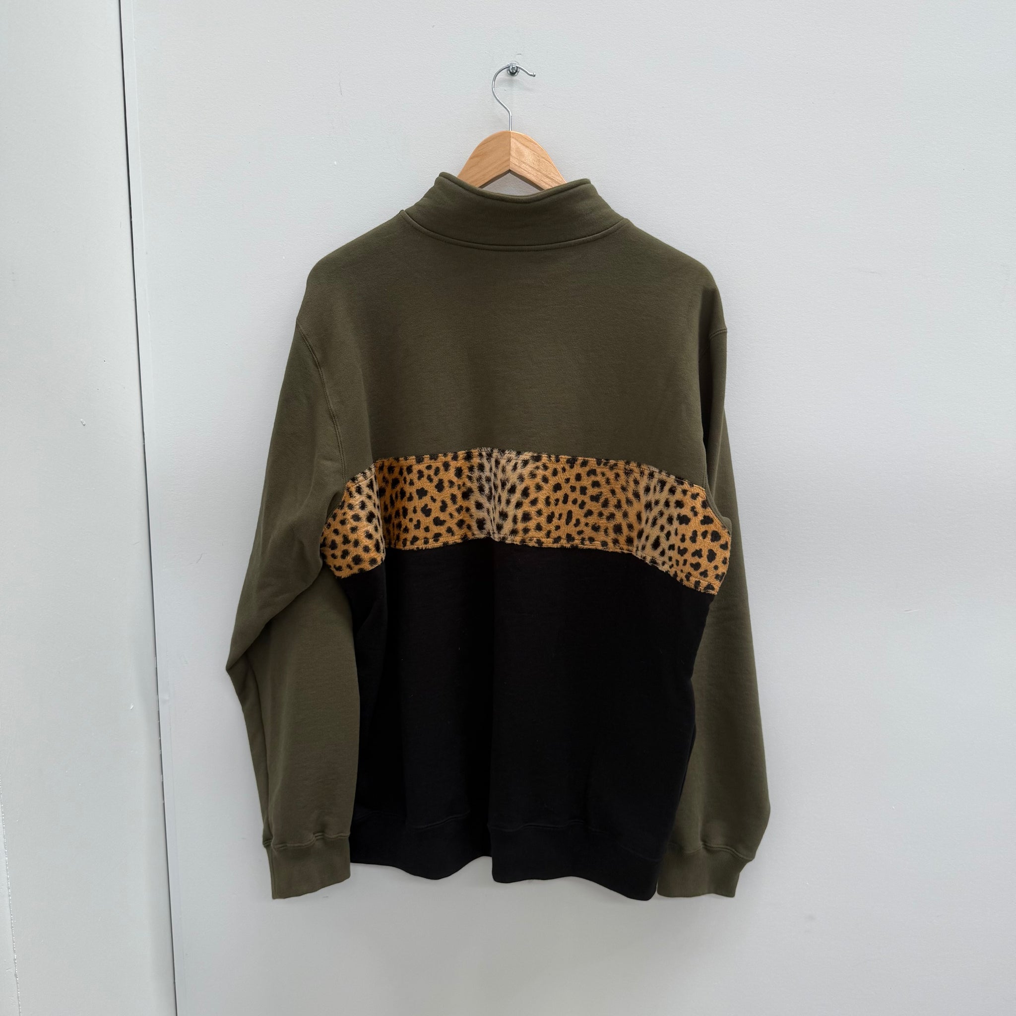 Supreme Leopard Half Zip Sweater Olive (Size L)