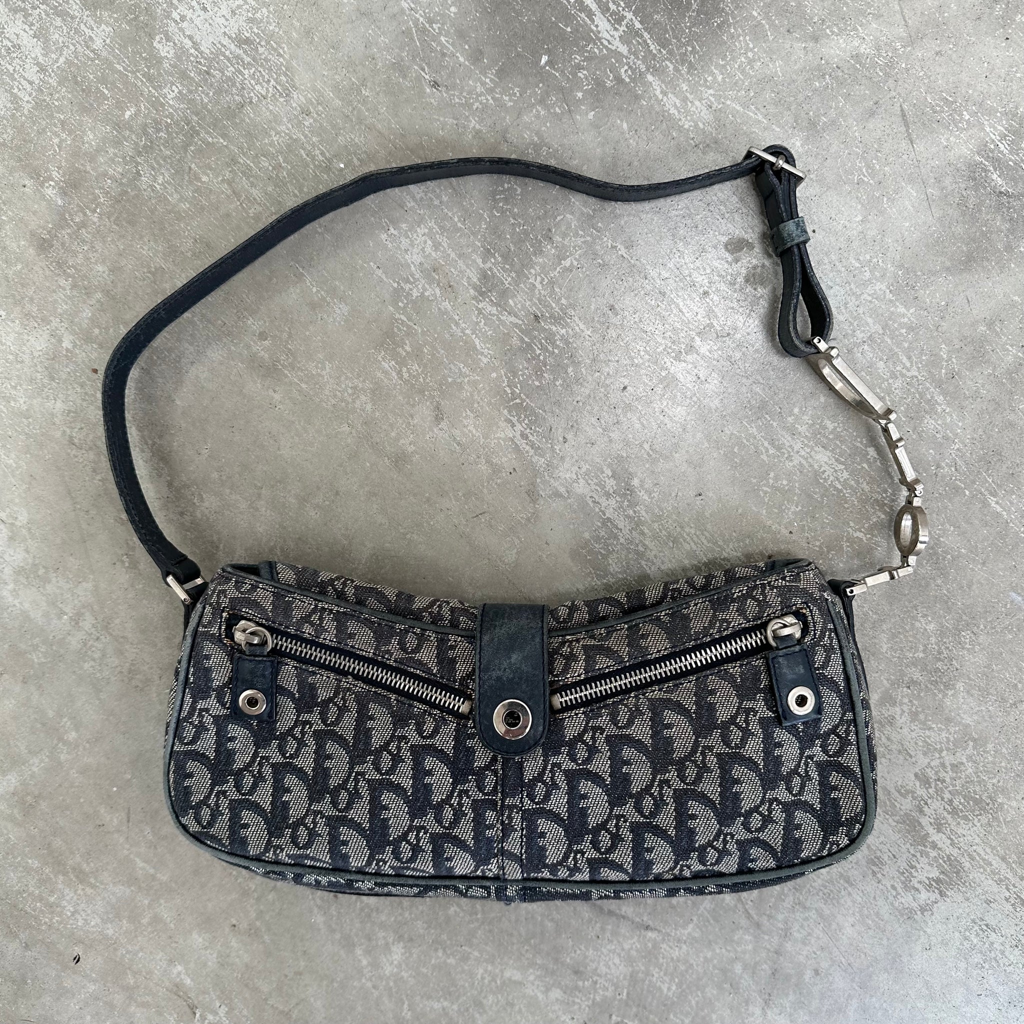 Dior Vintage Trotter Shoulder Bag Diorissimo Canvas