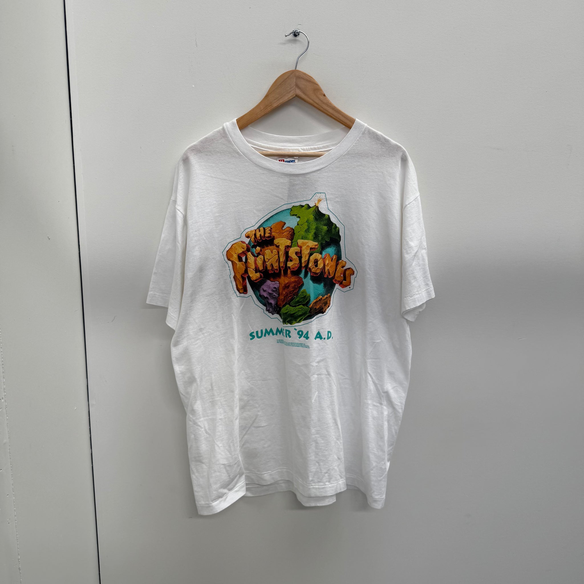 Vintage 90's Flintstones Logo T Shirt (Size XL)