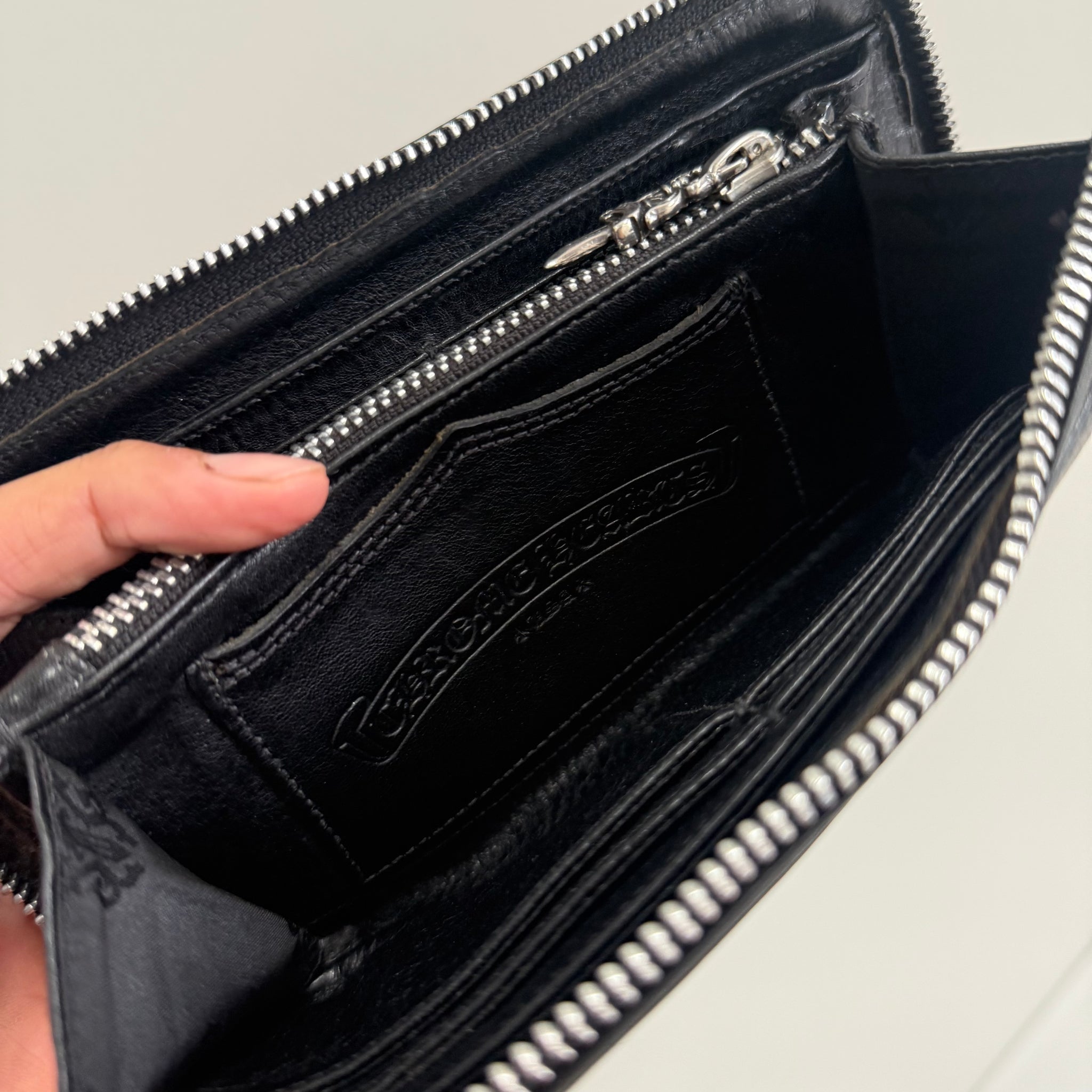 Chrome Hearts Triple Cross Black Zip Wallet