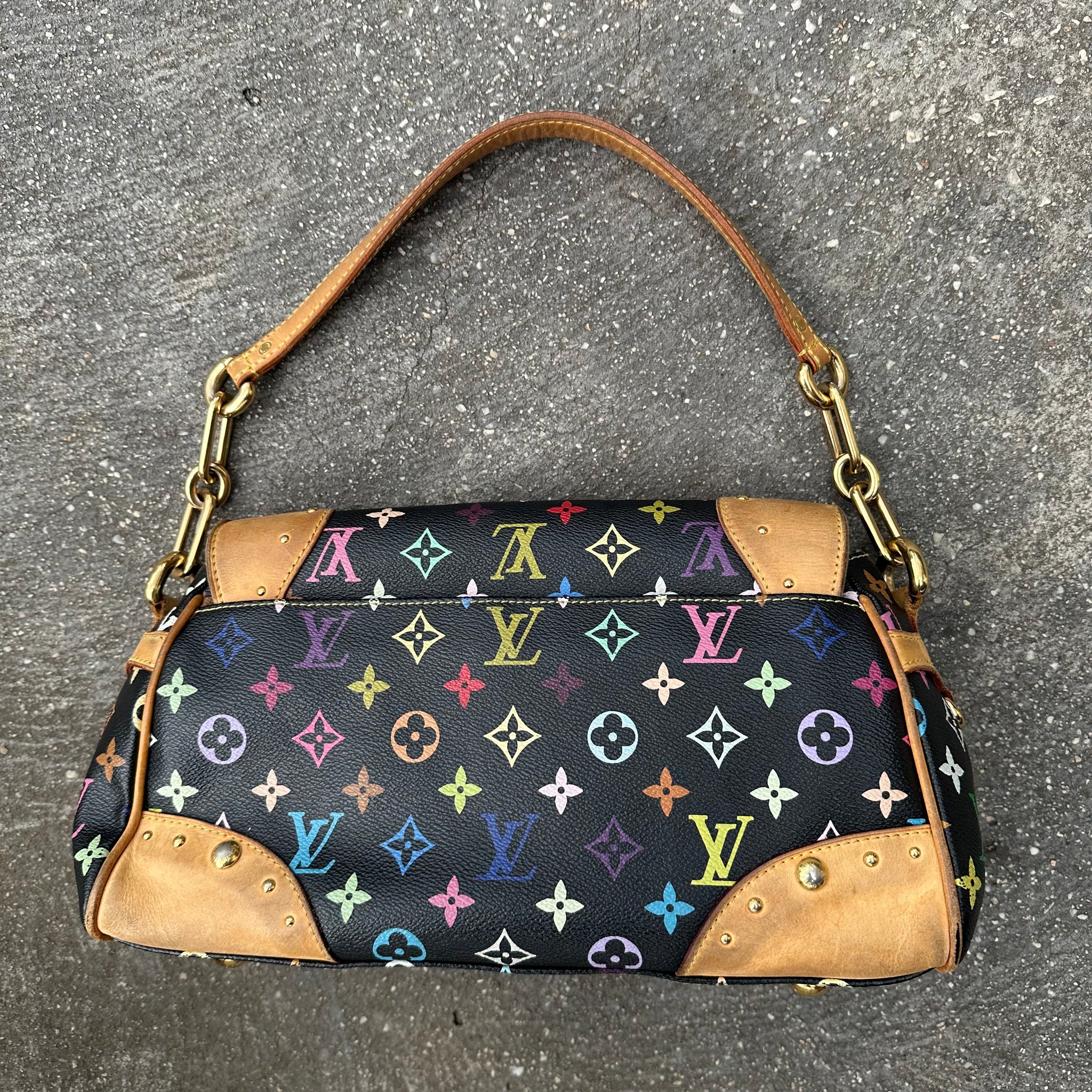 Louis Vuitton Takashi Murakami Black Monogram Multicolor Canvas Beverly MM Bag
