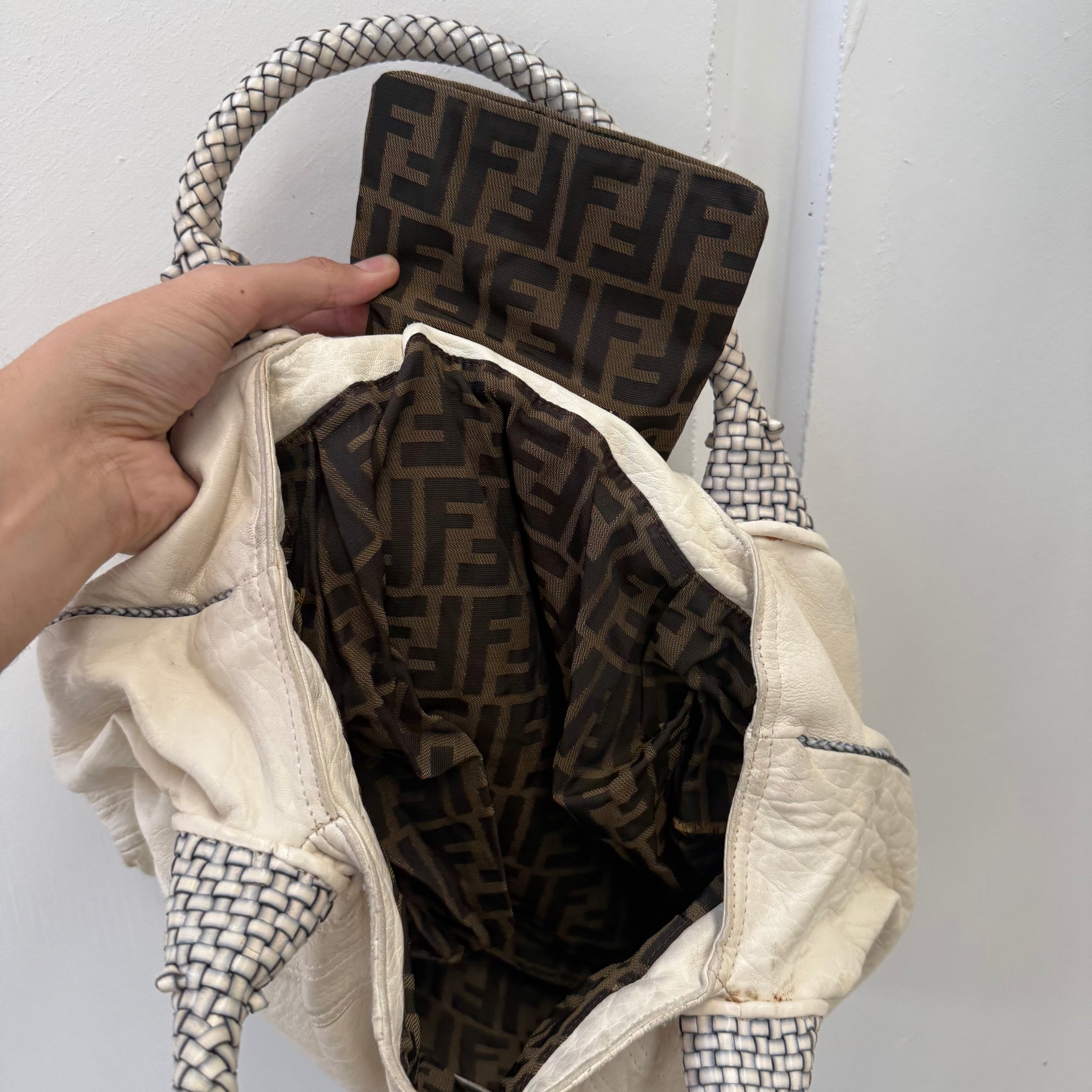 Fendi White Leather Spy Bag