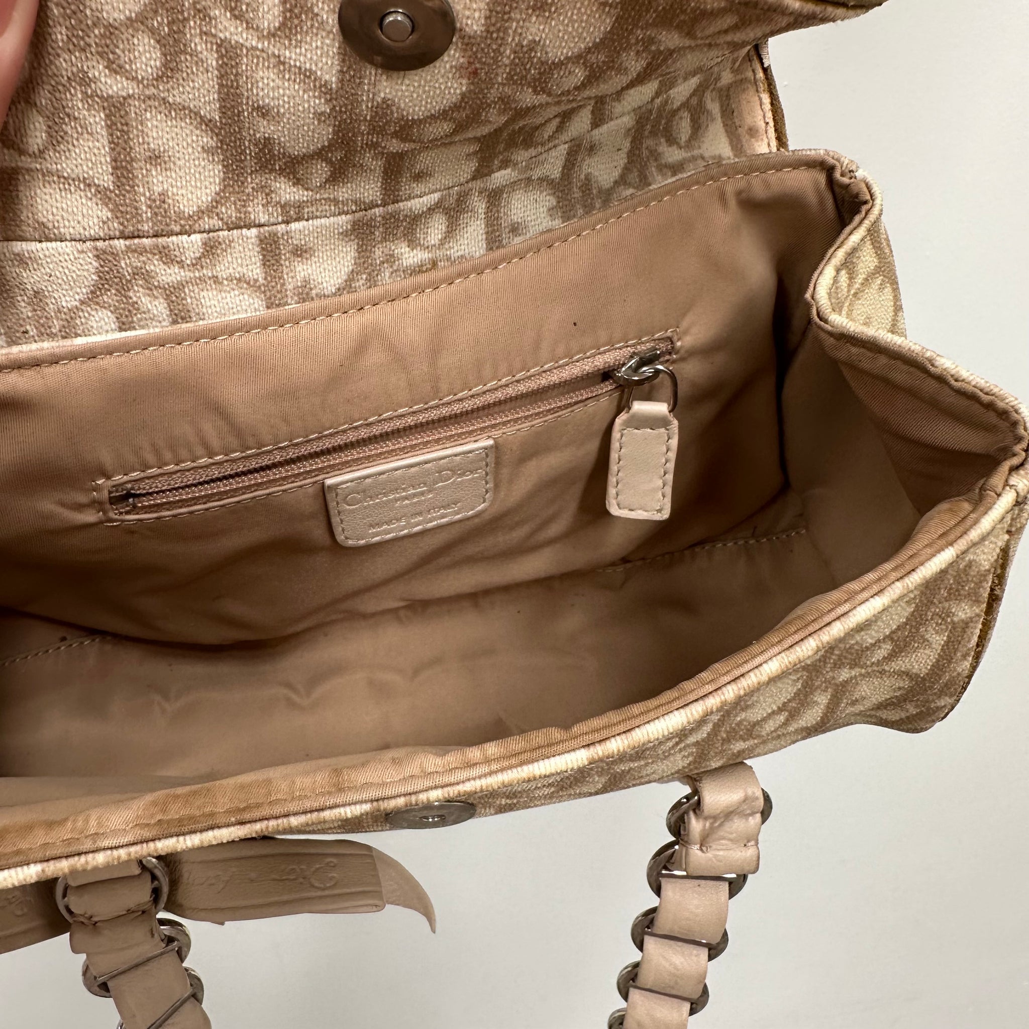 Christian Dior PVC and Leather Beige Romantic Shoulder Bag