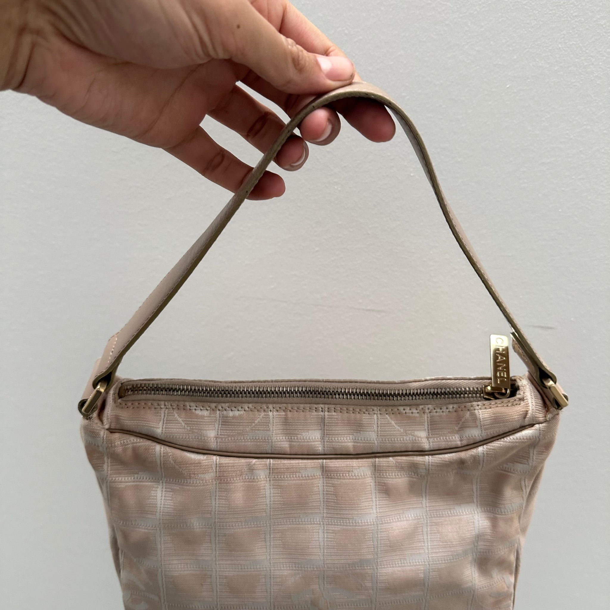 Chanel Light Pink Nylon New Travel Line Shoulder Bag