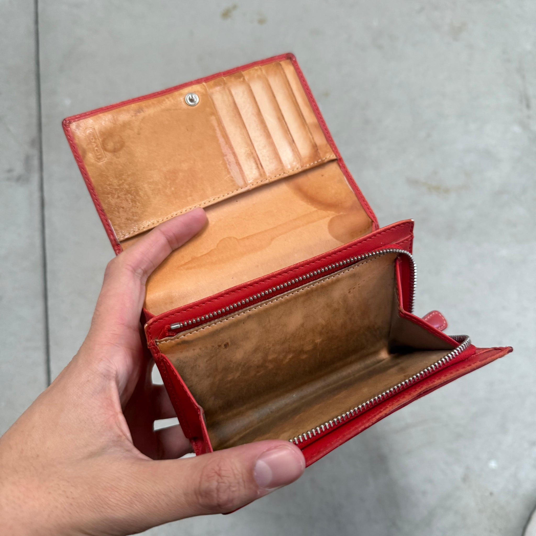 Coach Signature Logo Wallet 'Red/Beige'