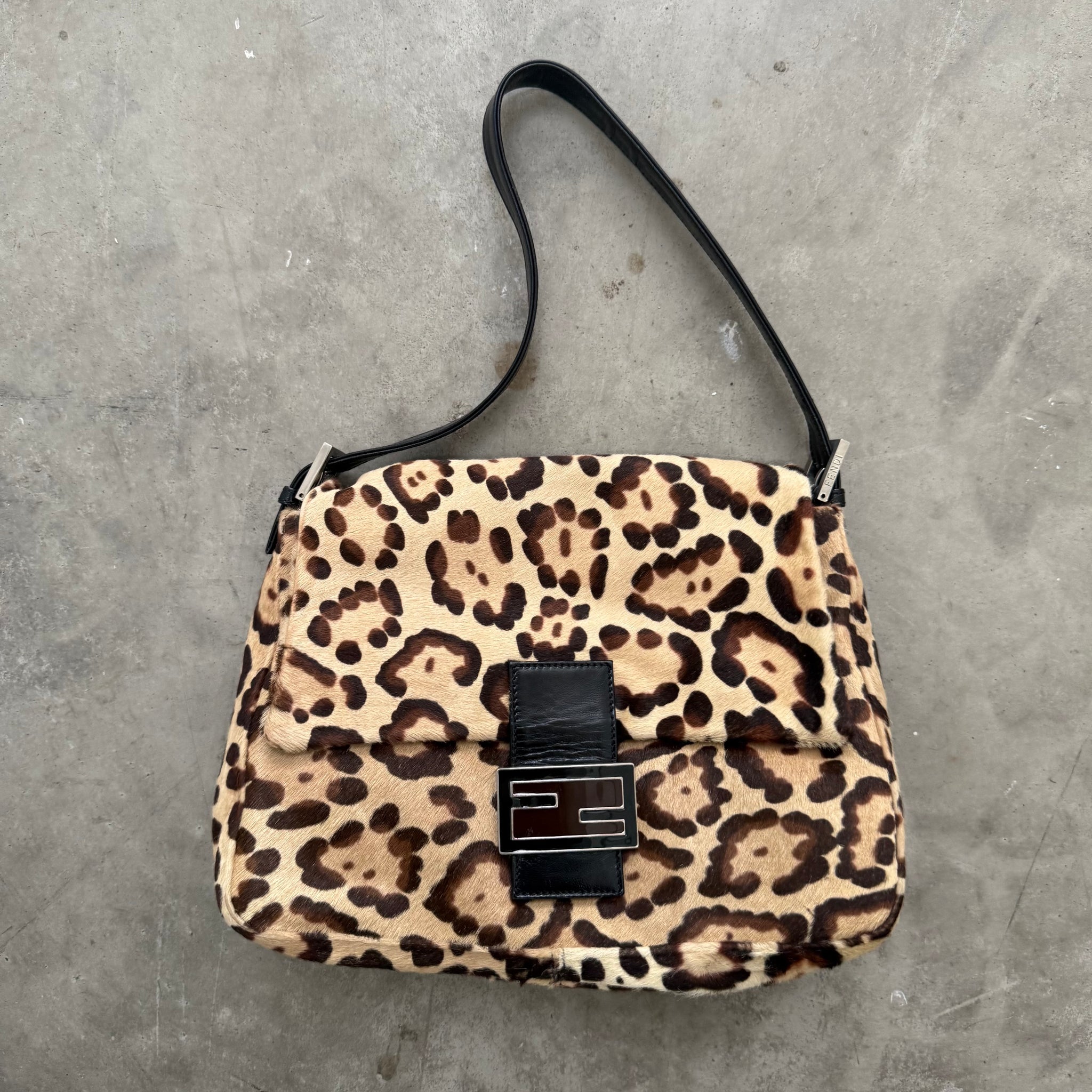 Fendi Leopard Mama Baguette Shoulder Bag