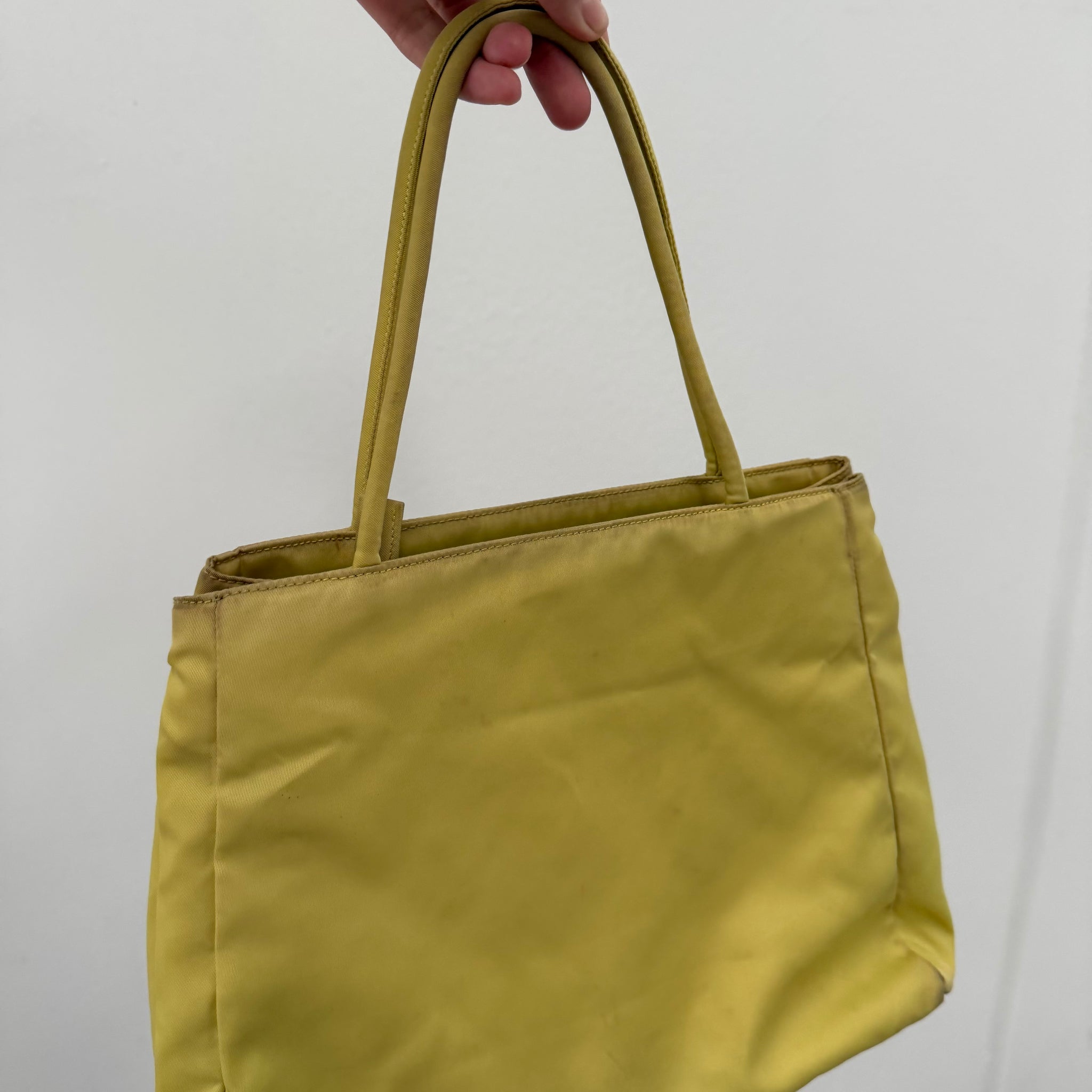 Prada Yellow Nylon Tote Bag