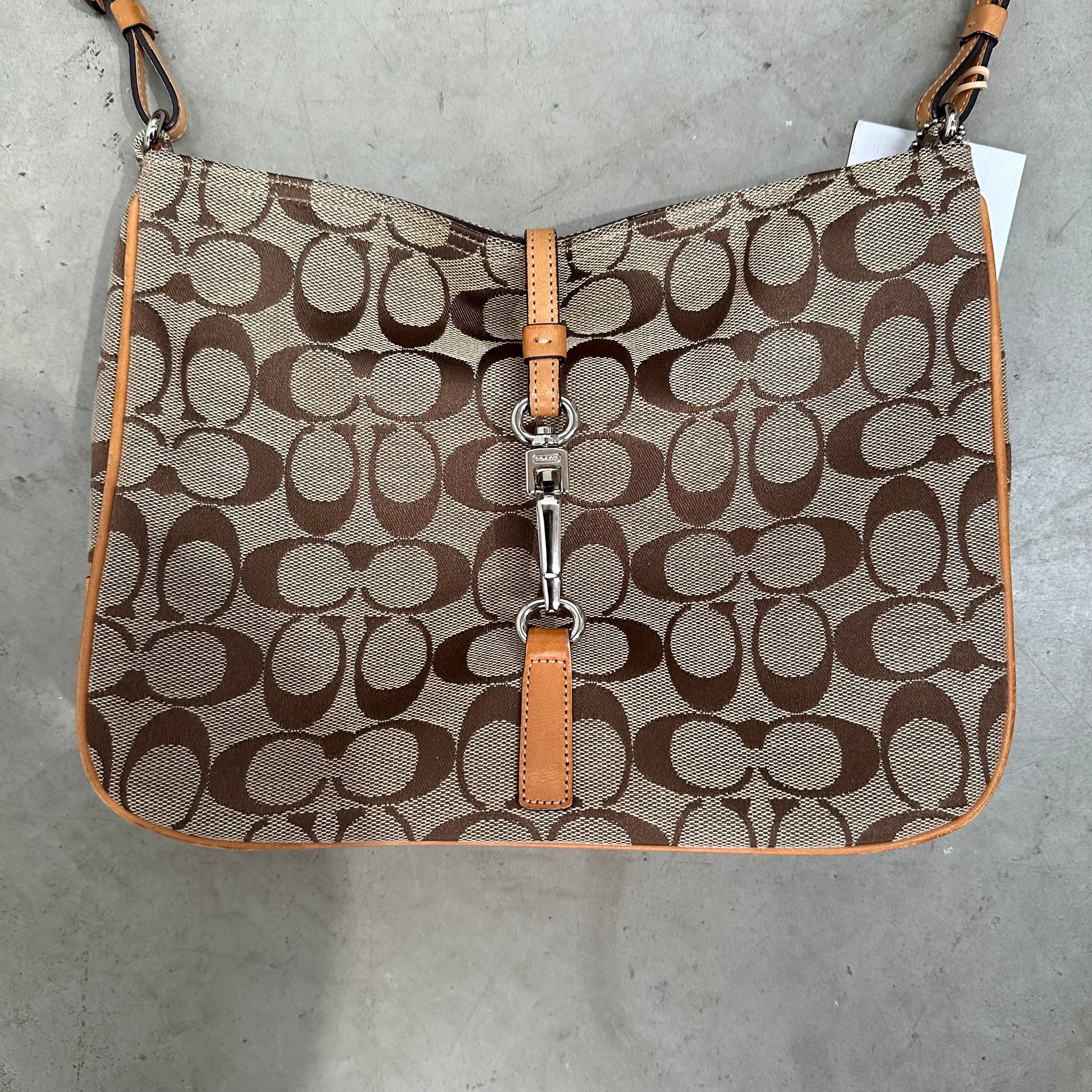 Coach Hobo Signature Clip Canvas Handbag