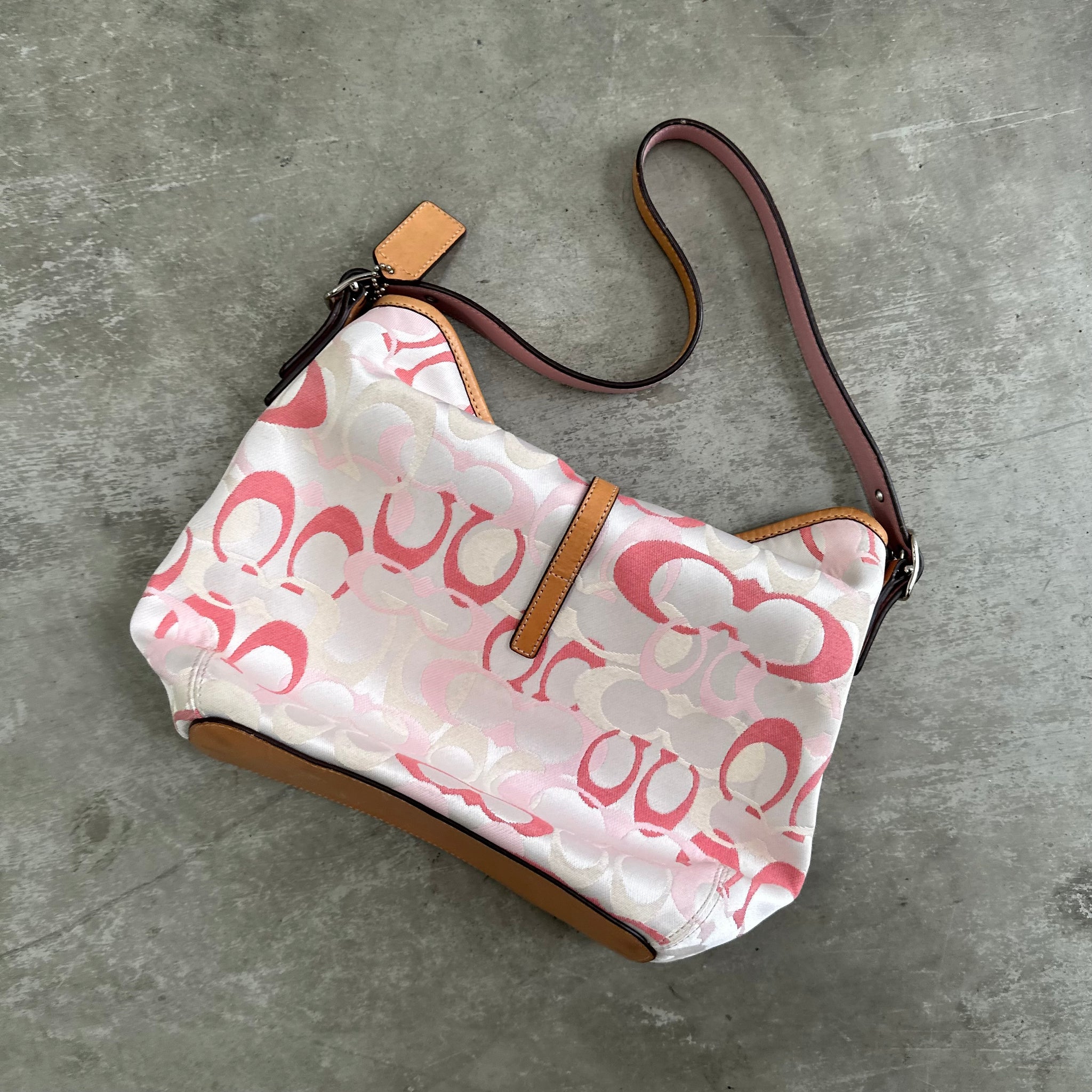 Coach Signature Clip ShoulderBag White/Pink