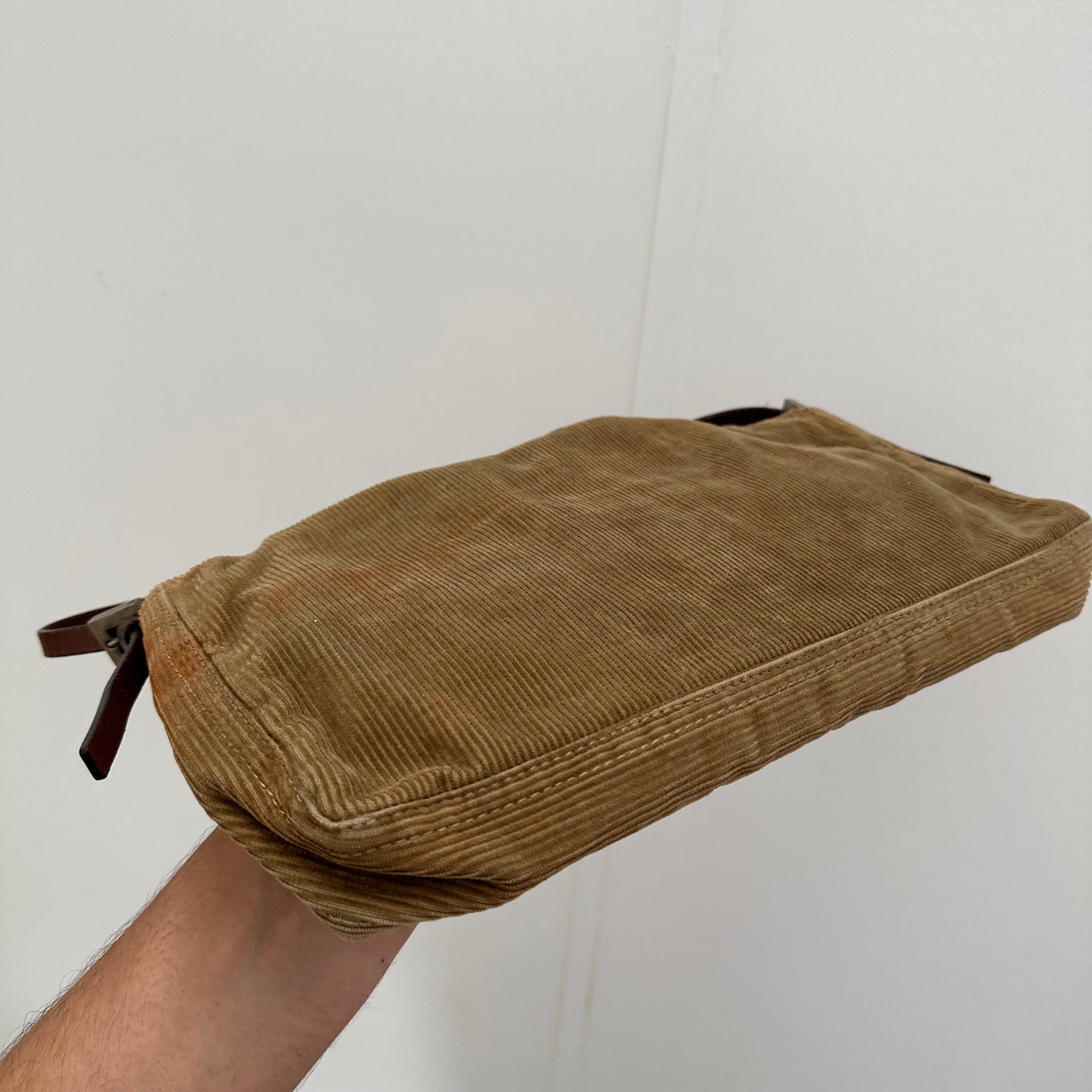 Fendi Vintage FF Logo Corduroy Shoulder Bag