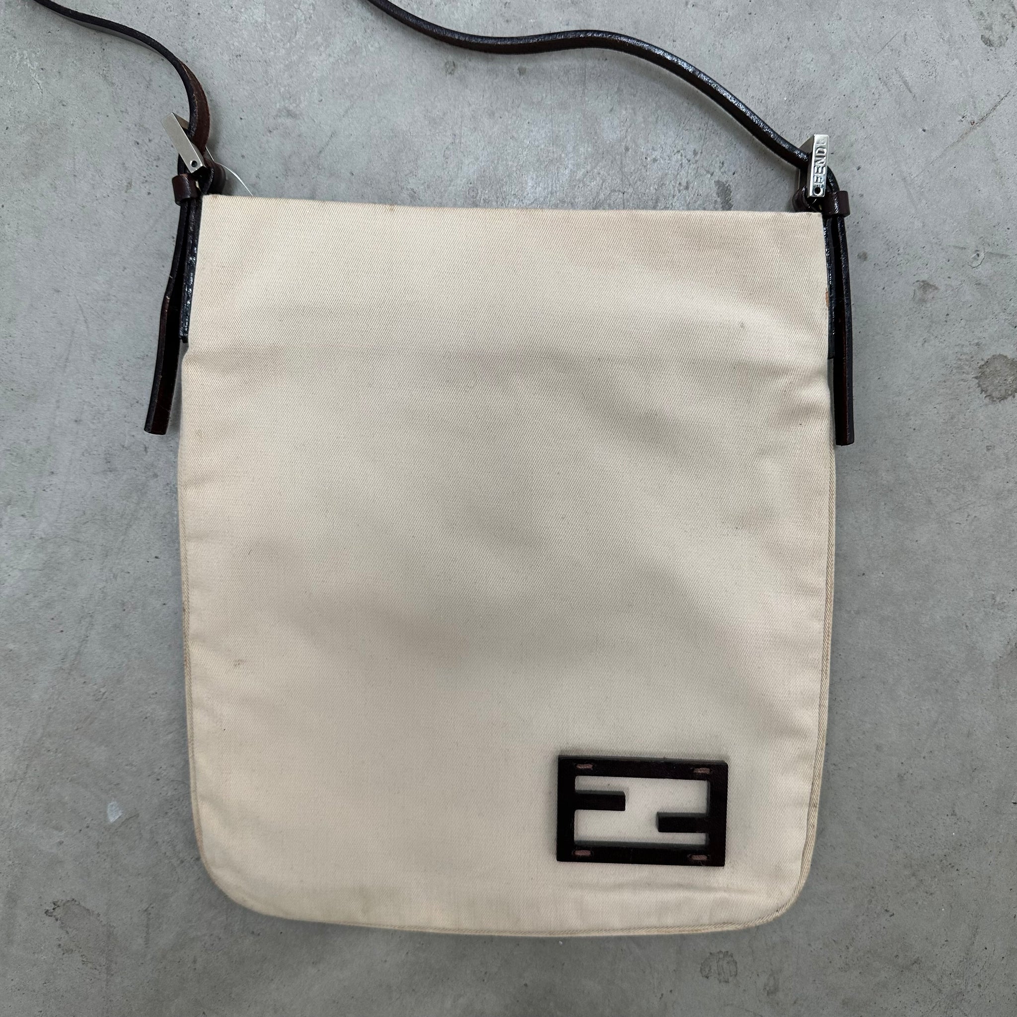 Fendi Corner Logo White Shoulder Bag