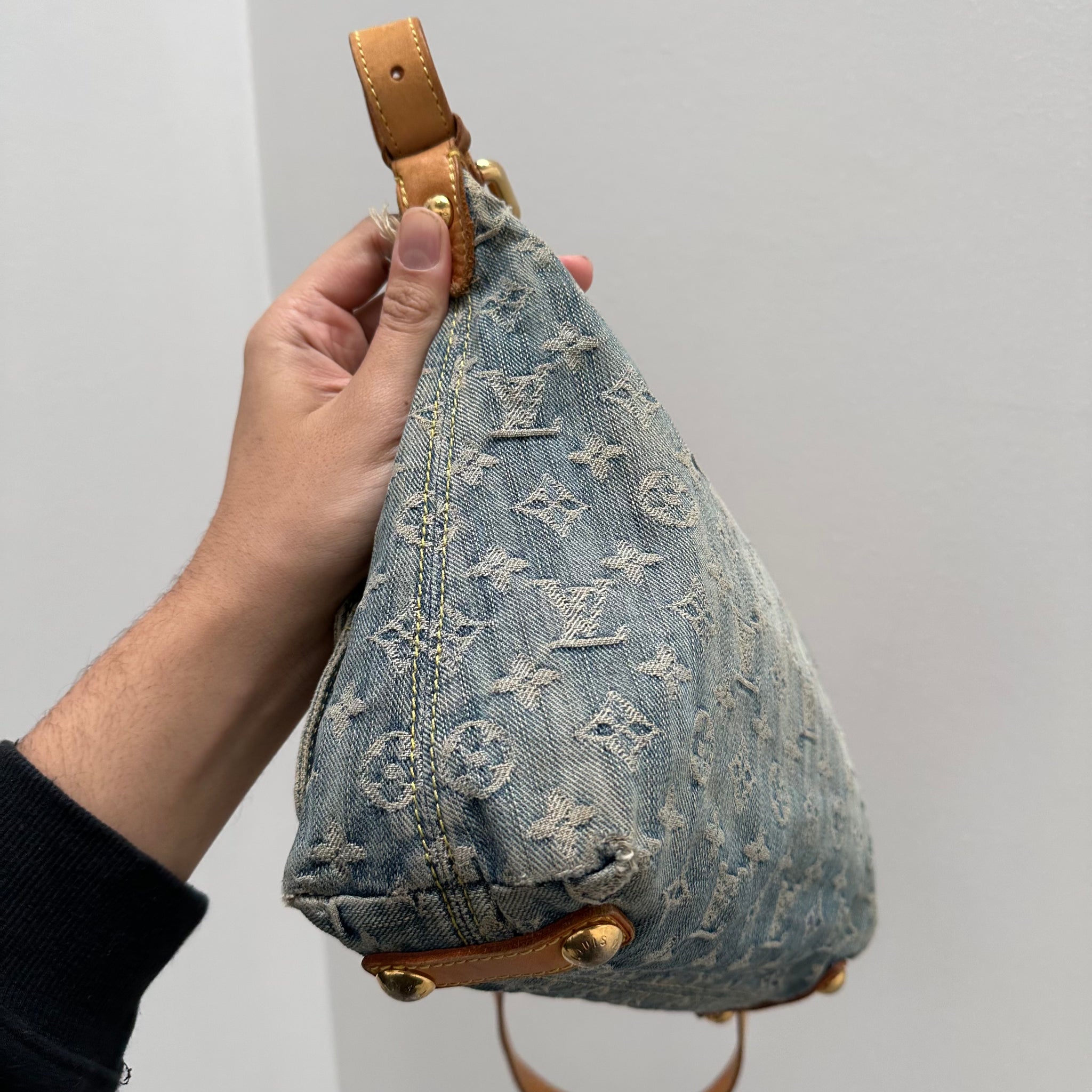 Louis Vuitton Monogram Denim Baggy PM Blue with Long Strap