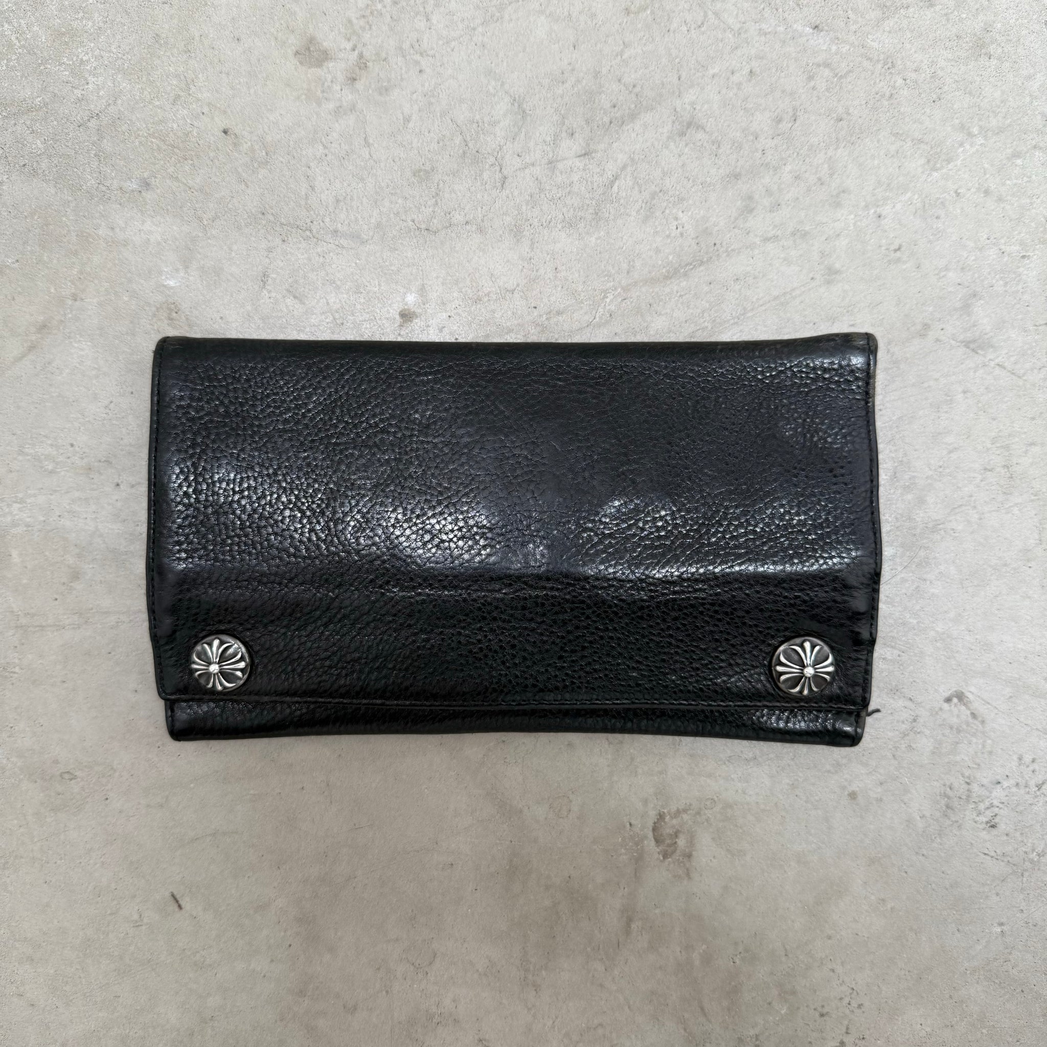 Chrome Hearts Double Button Snap Wallet Black