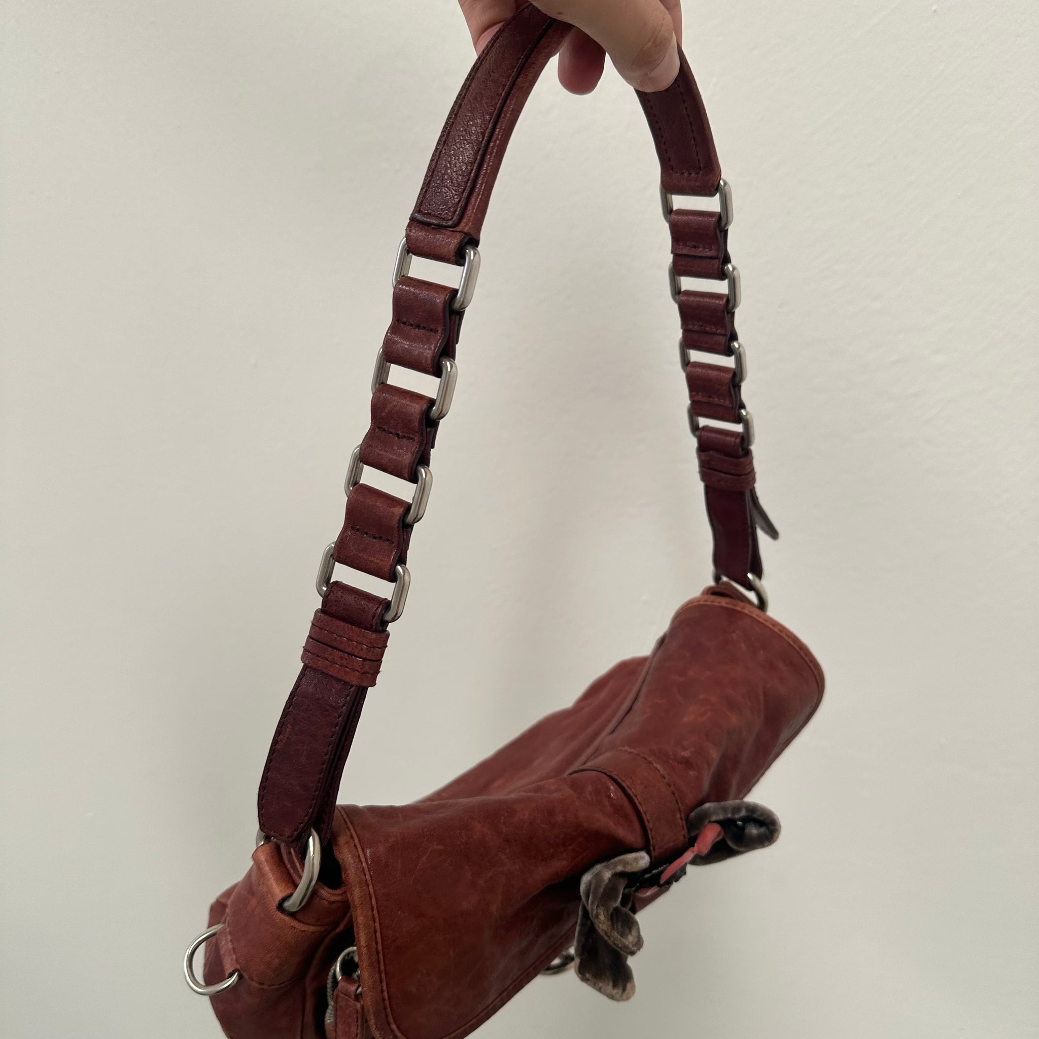 Miu Miu Brown Metal Flower Shoulder Bag