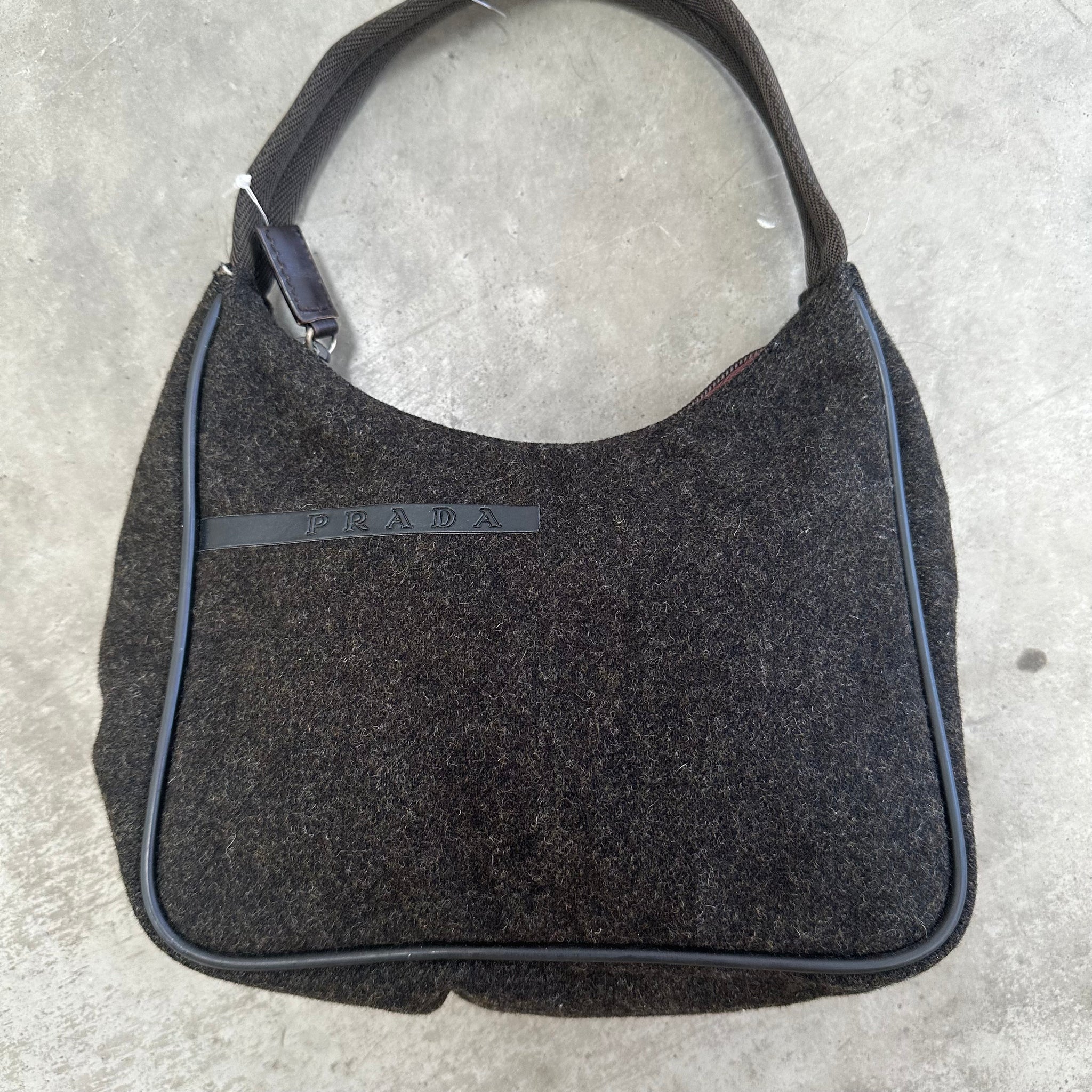 Prada Wool Black Hobo Bag