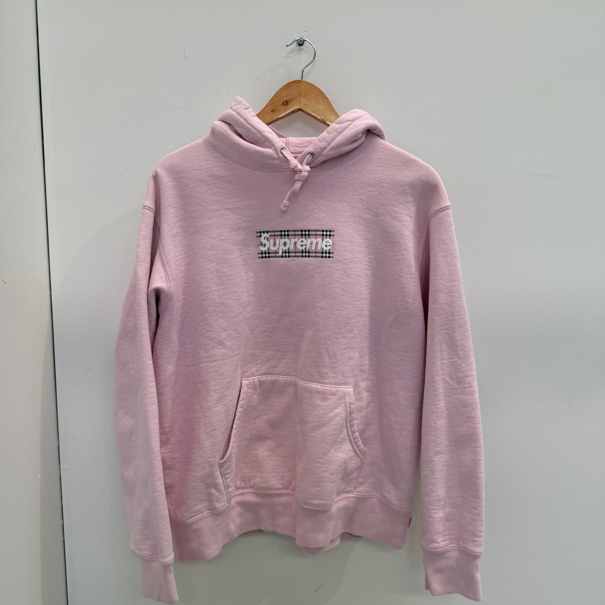 Supreme Burberry Box Logo Hoodie Pink (Size S)