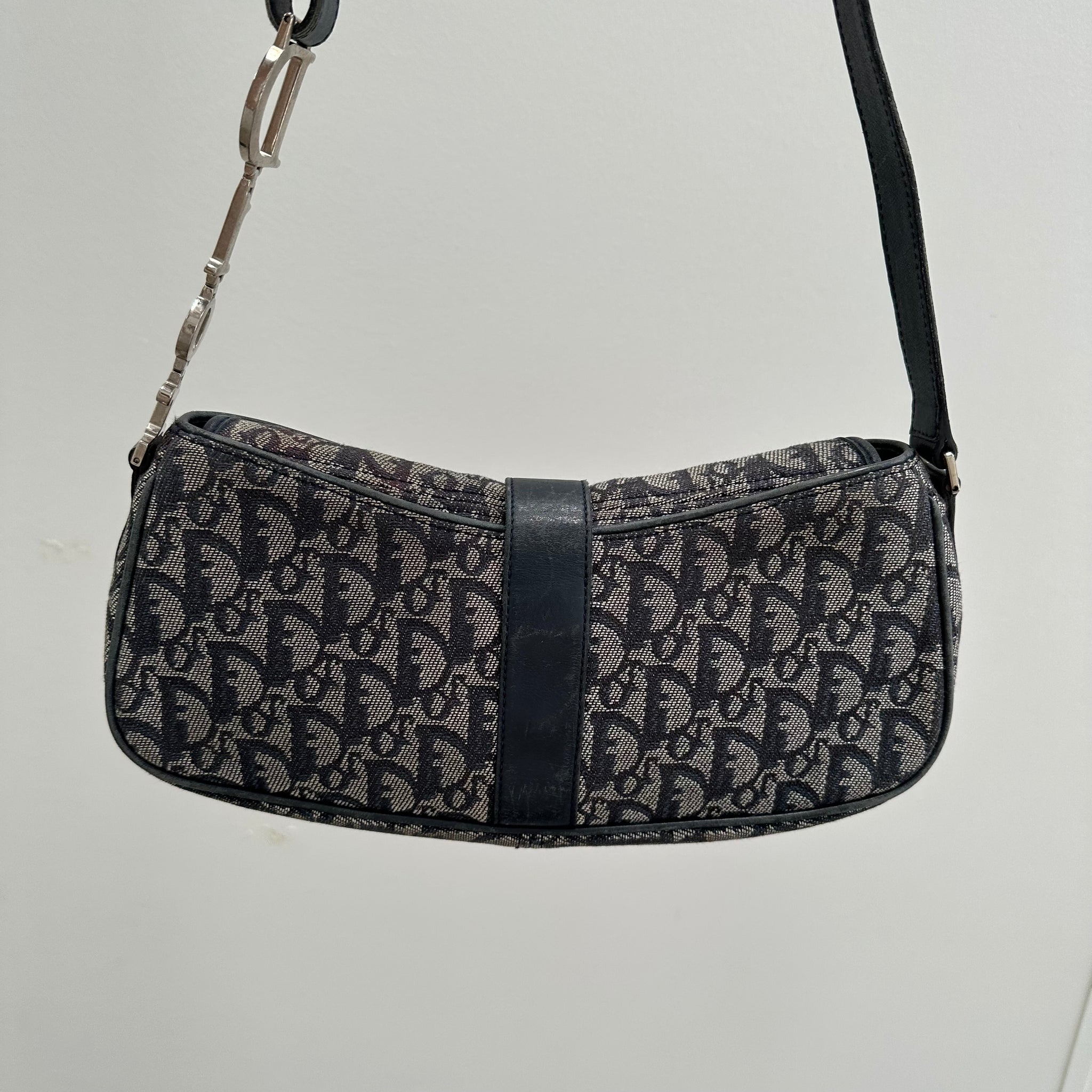 Dior Vintage Trotter Shoulder Bag Diorissimo Canvas