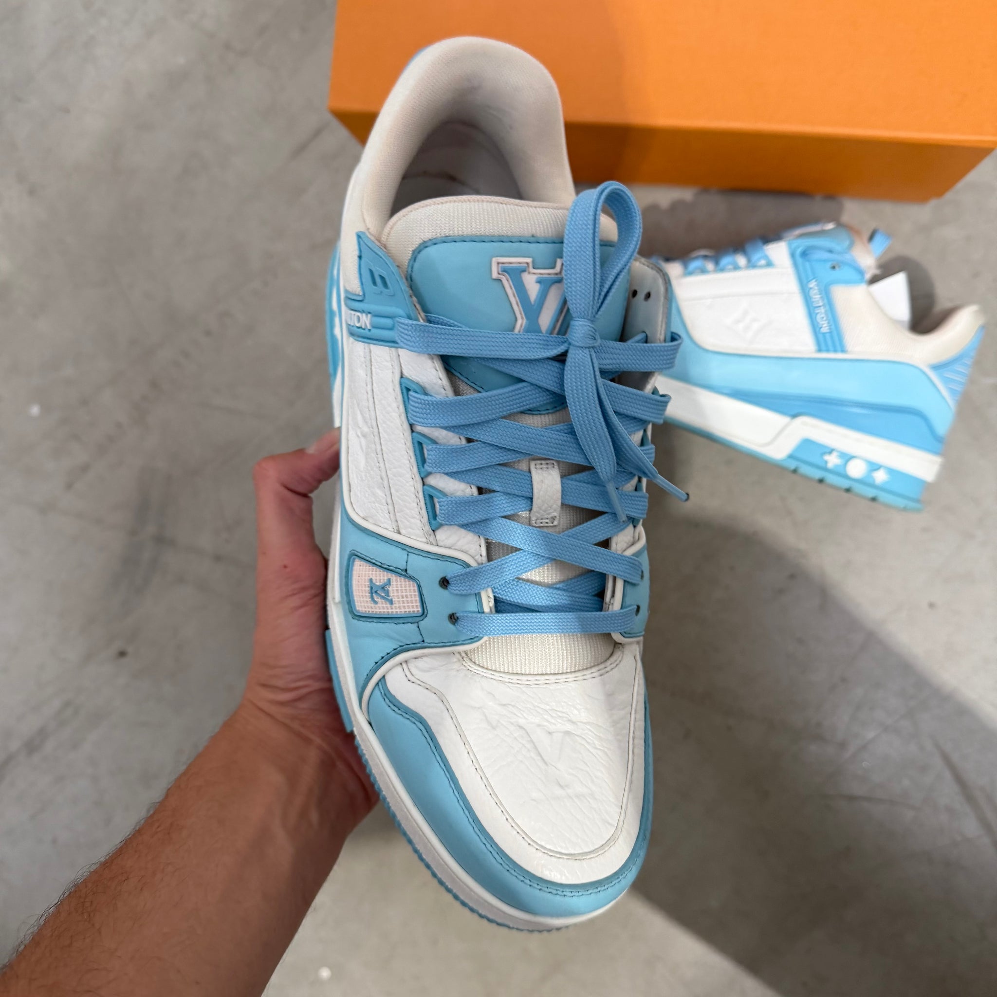 Louis Vuitton LV Trainer Sneakers White Blue (fits US11-11.5)