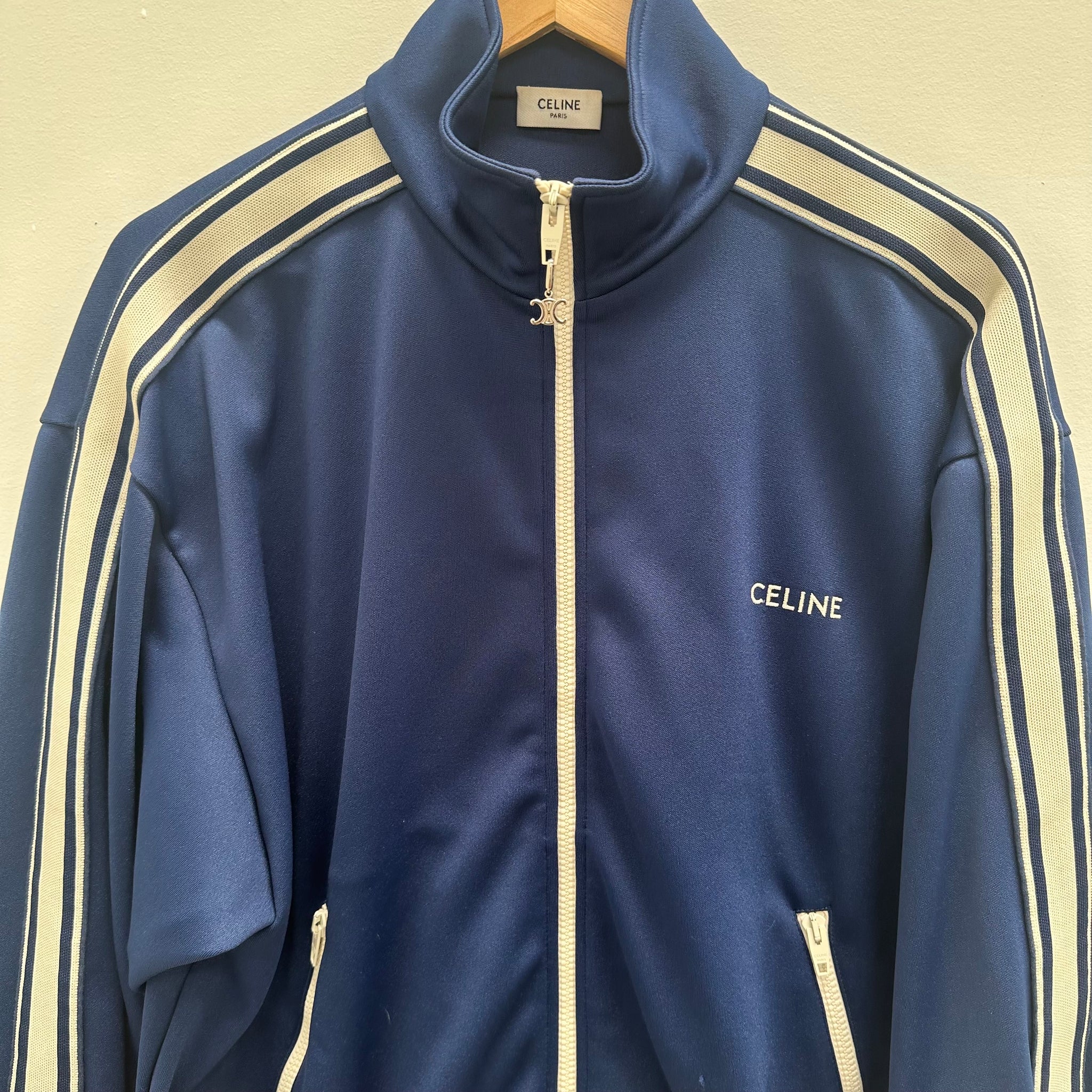 Celine Logo Navy Blue Track Jacket (Size M)