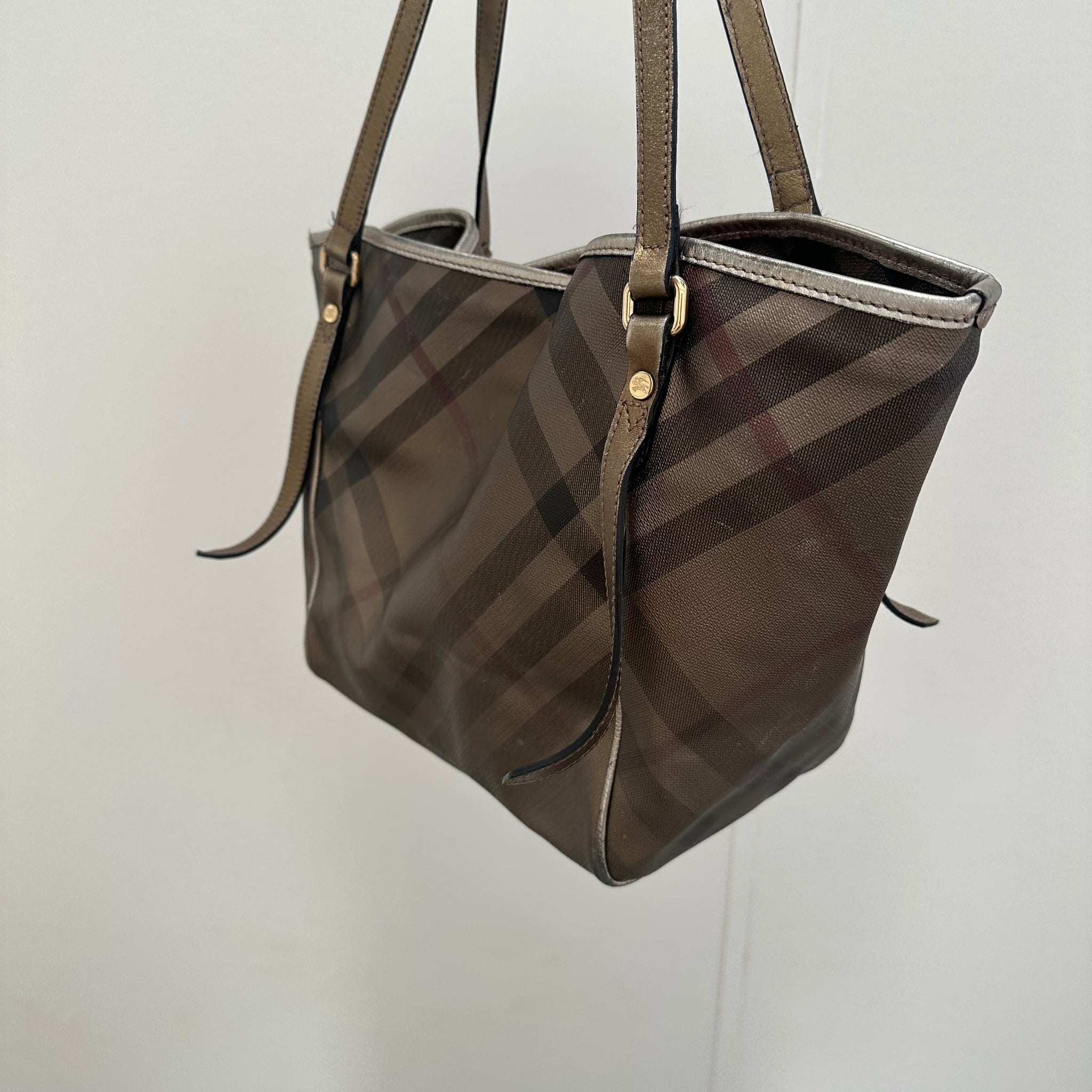 Burberry Metallic Nova Check Canterbury Tote Gold