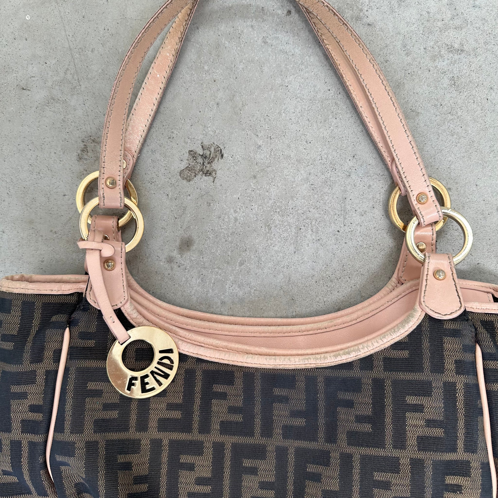 Fendi Zucca Shoulder Bag Brown/Pink