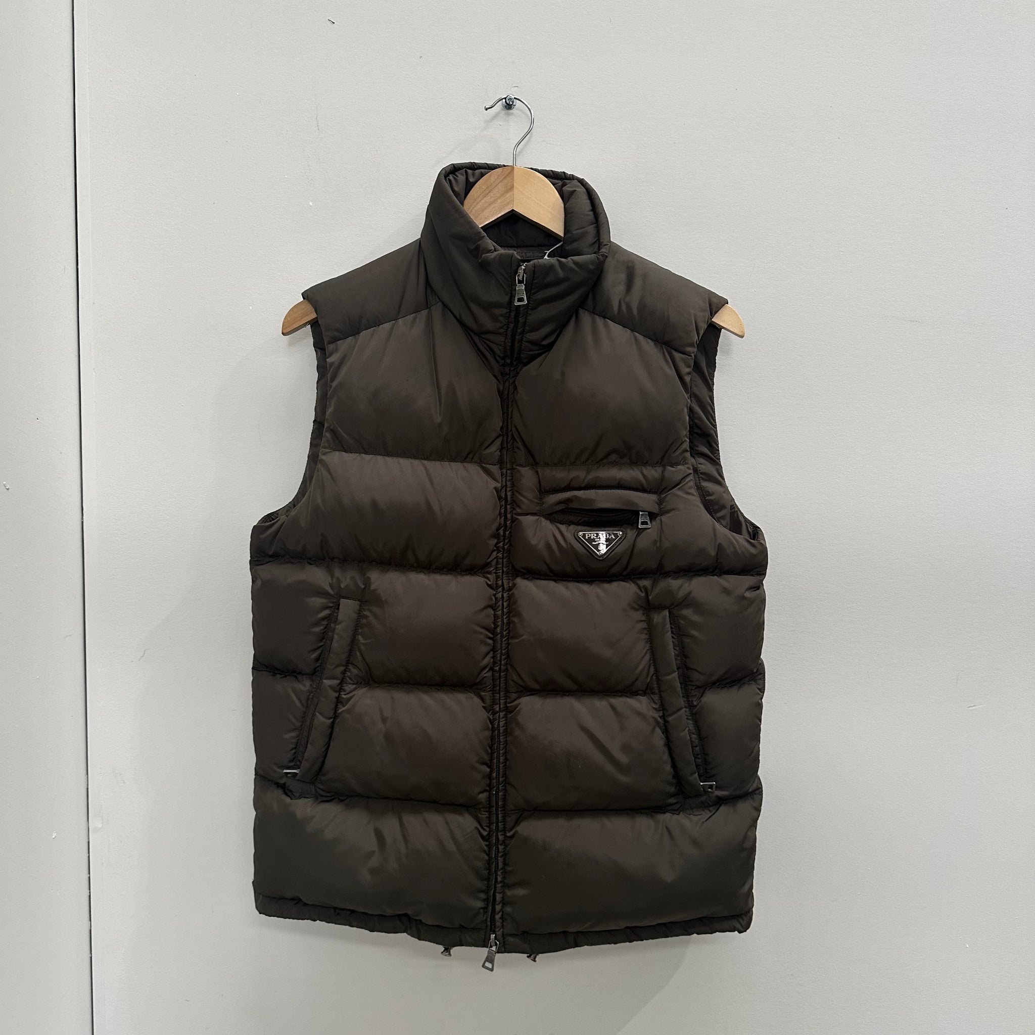 Prada Olive Green Nylon Logo Vest (fits S-M)