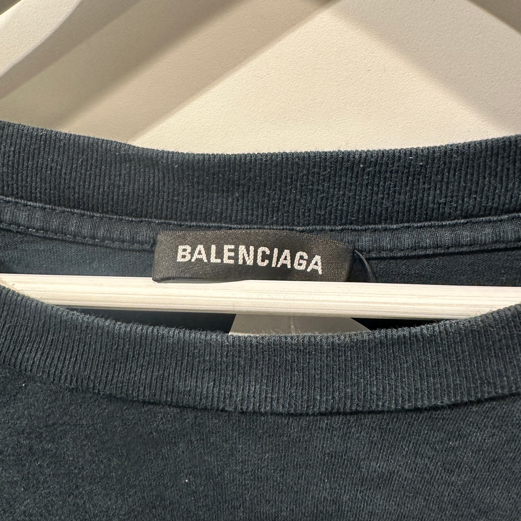 Balenciaga Cursive Logo T Shirt Navy (Size XL)