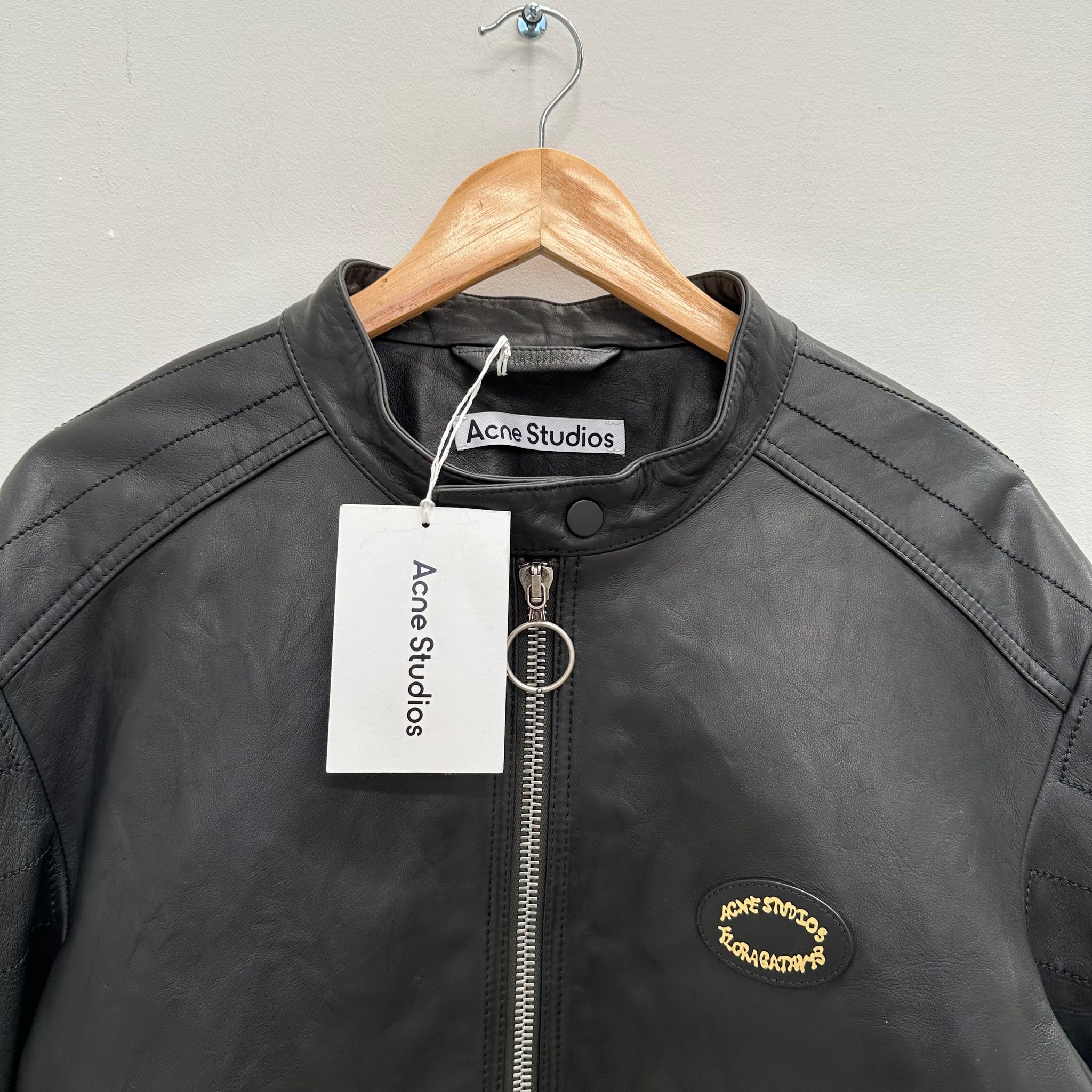 Acne Studios Laffero Distressed Black  Leather Jacket