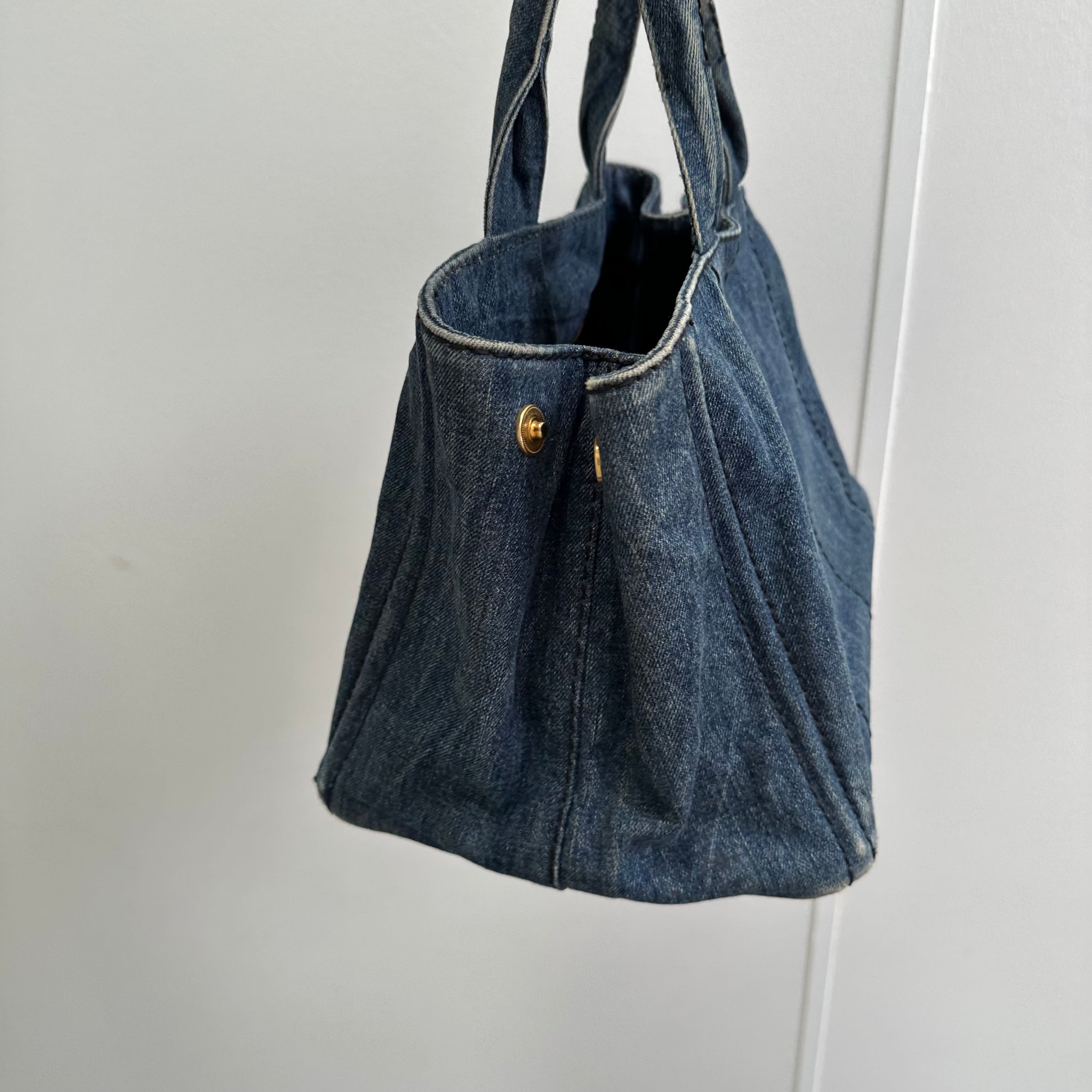 Prada Blue Canapa Denim Tote
