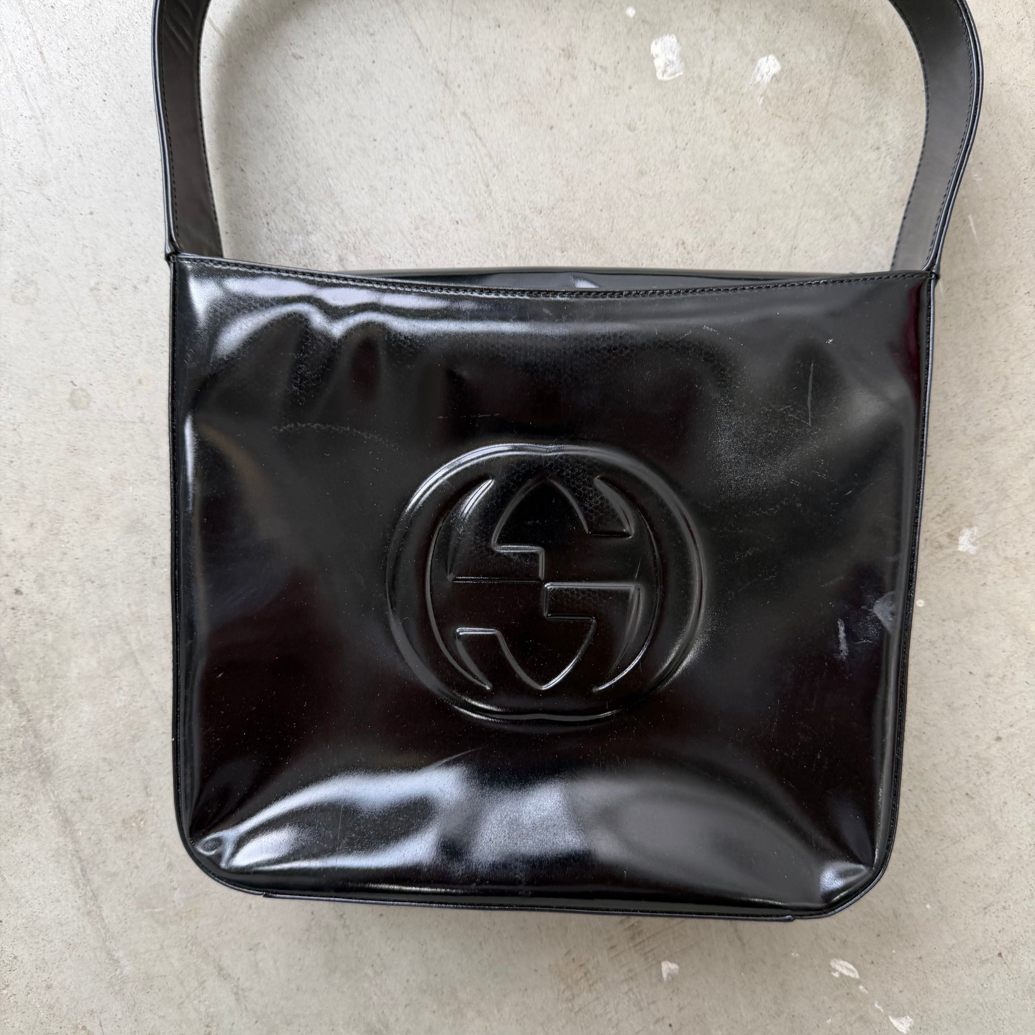 Gucci Black Patent Leather Shoulder Bag