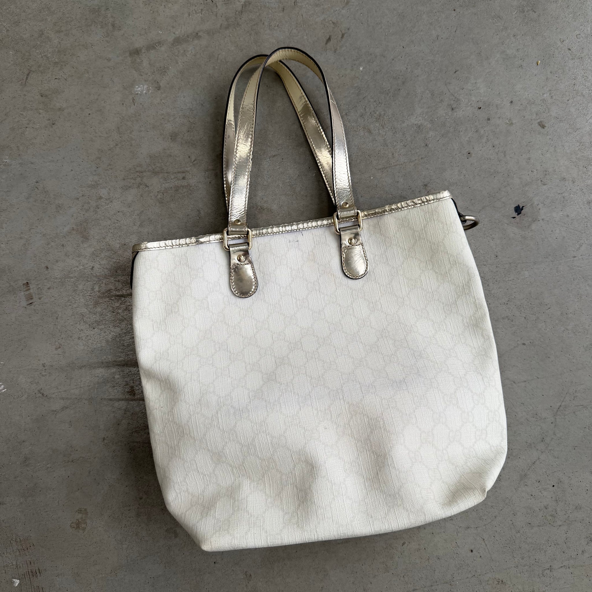 Gucci Patent Strap White Tote Bag