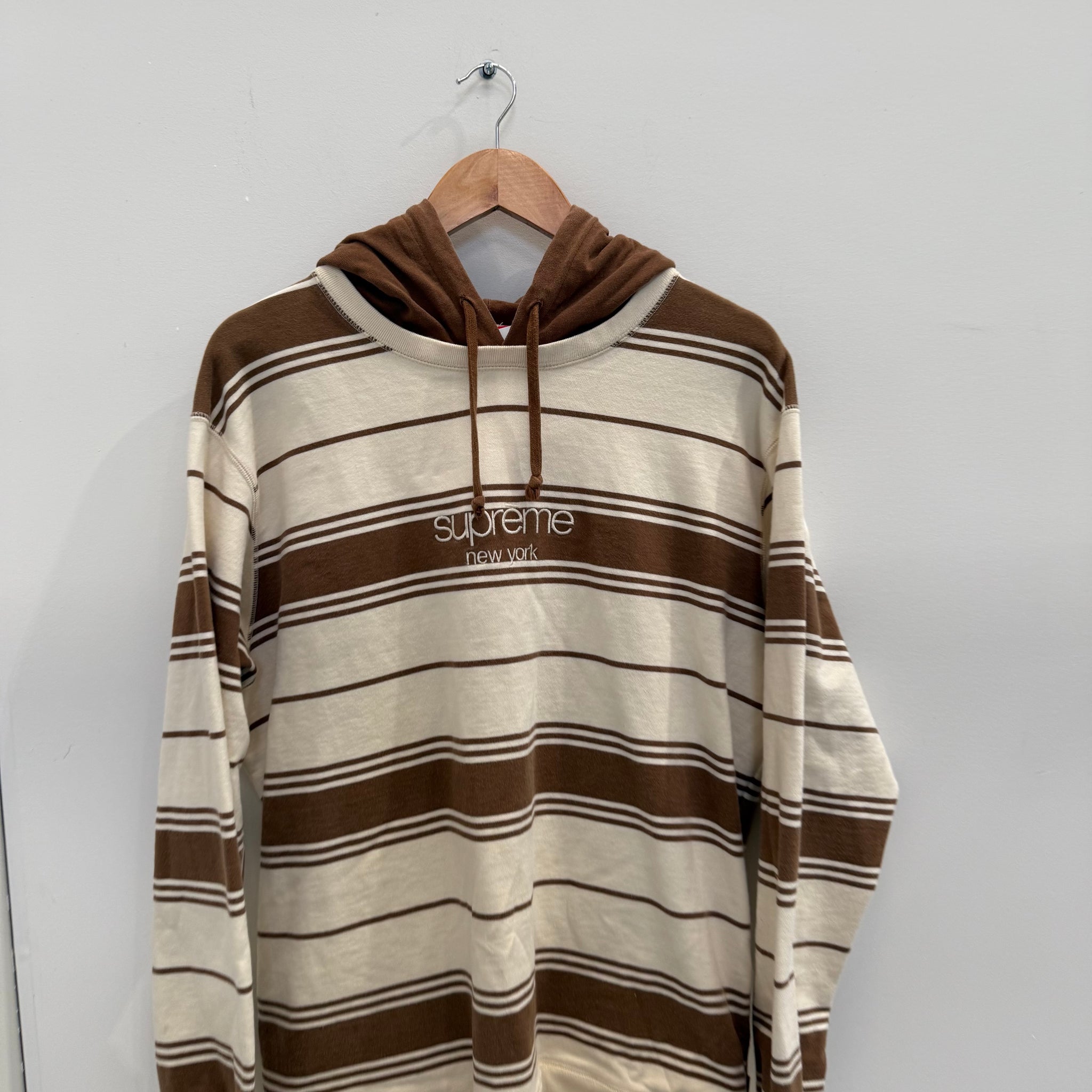 Supreme Striped Brown Hoodie (Size XL)