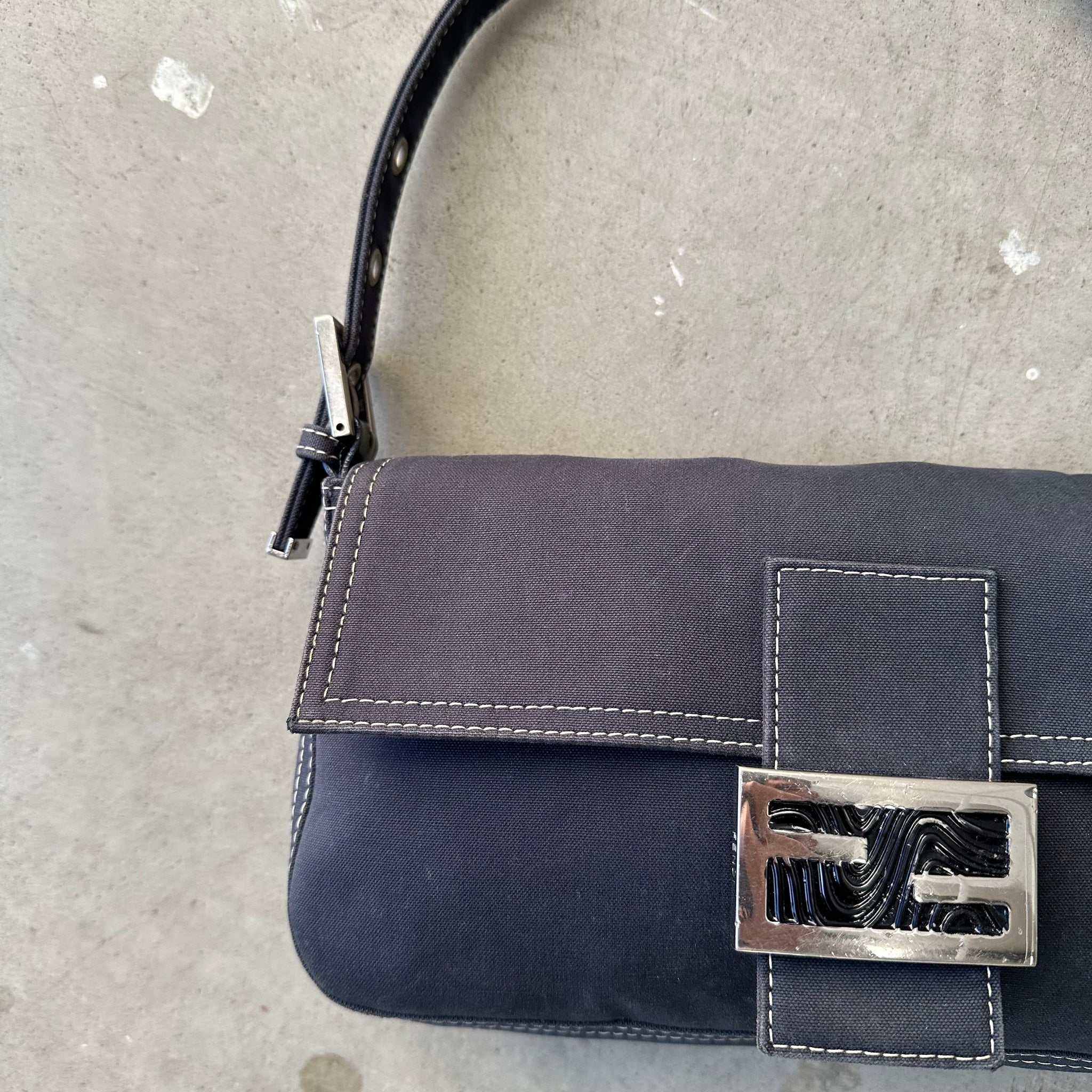 Fendi Denim Blue Baguette Bag