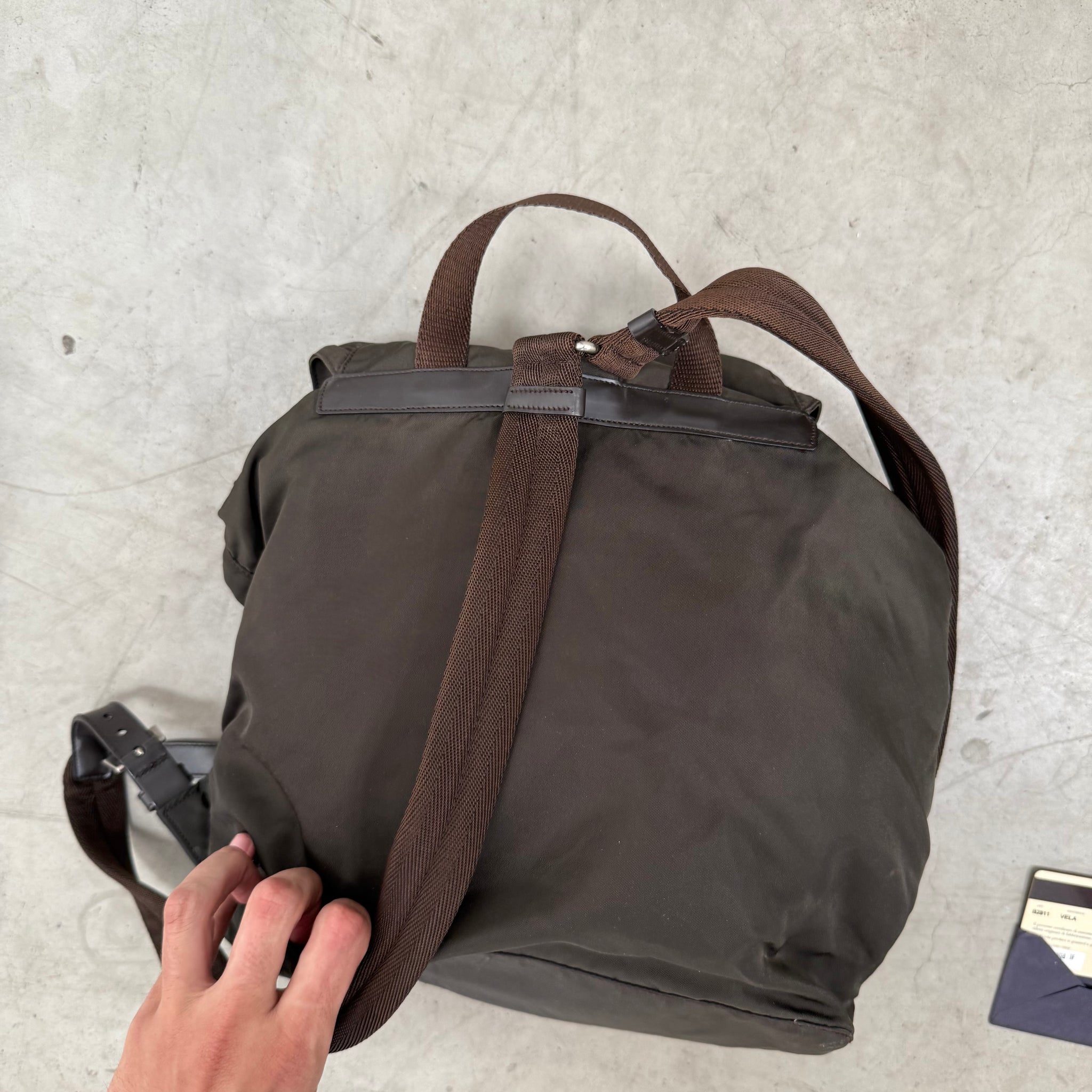 Prada Nylon Chocolate Brown Back Pack Bag