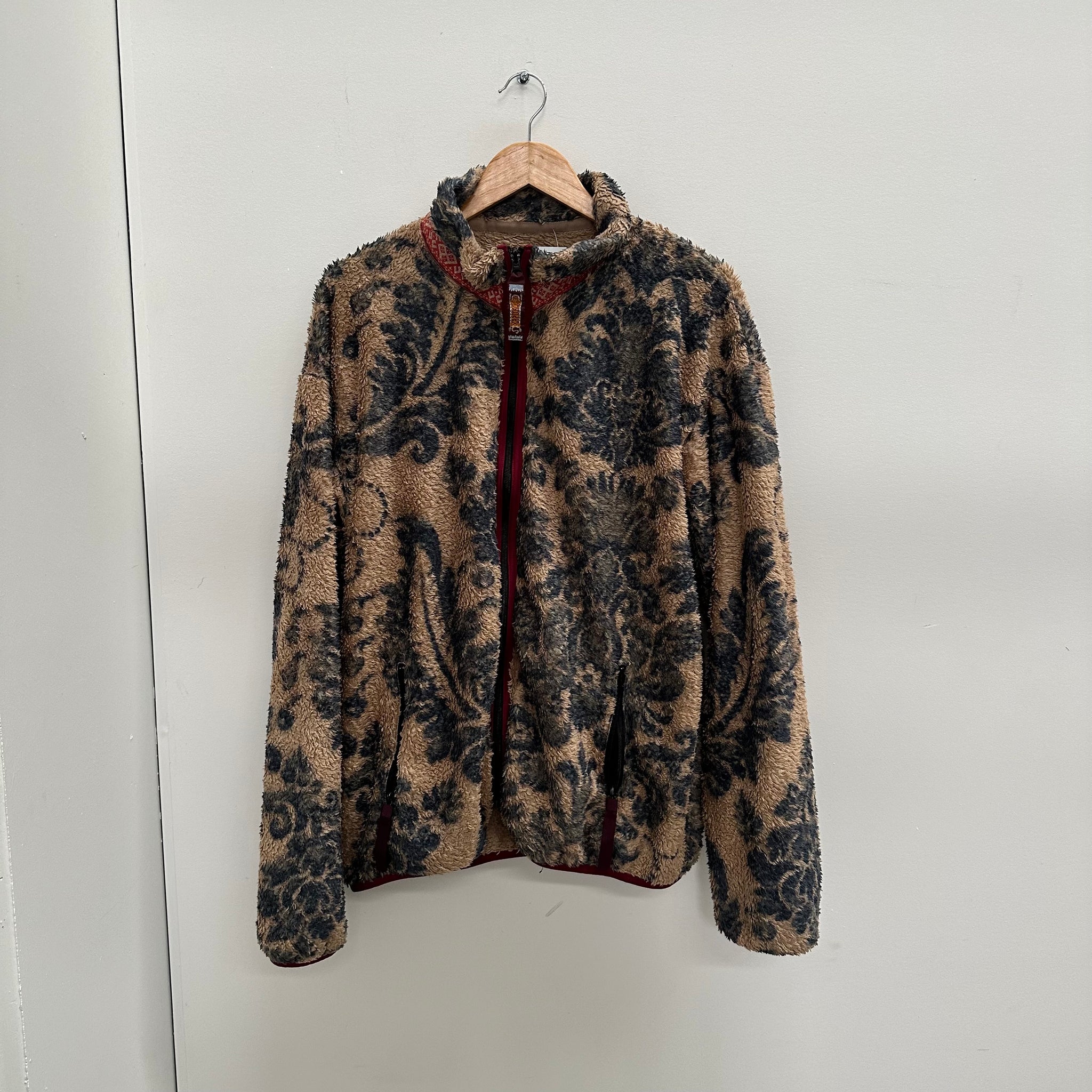 Kapital Damask Pattern Fleece Zip Up (fits M-L)
