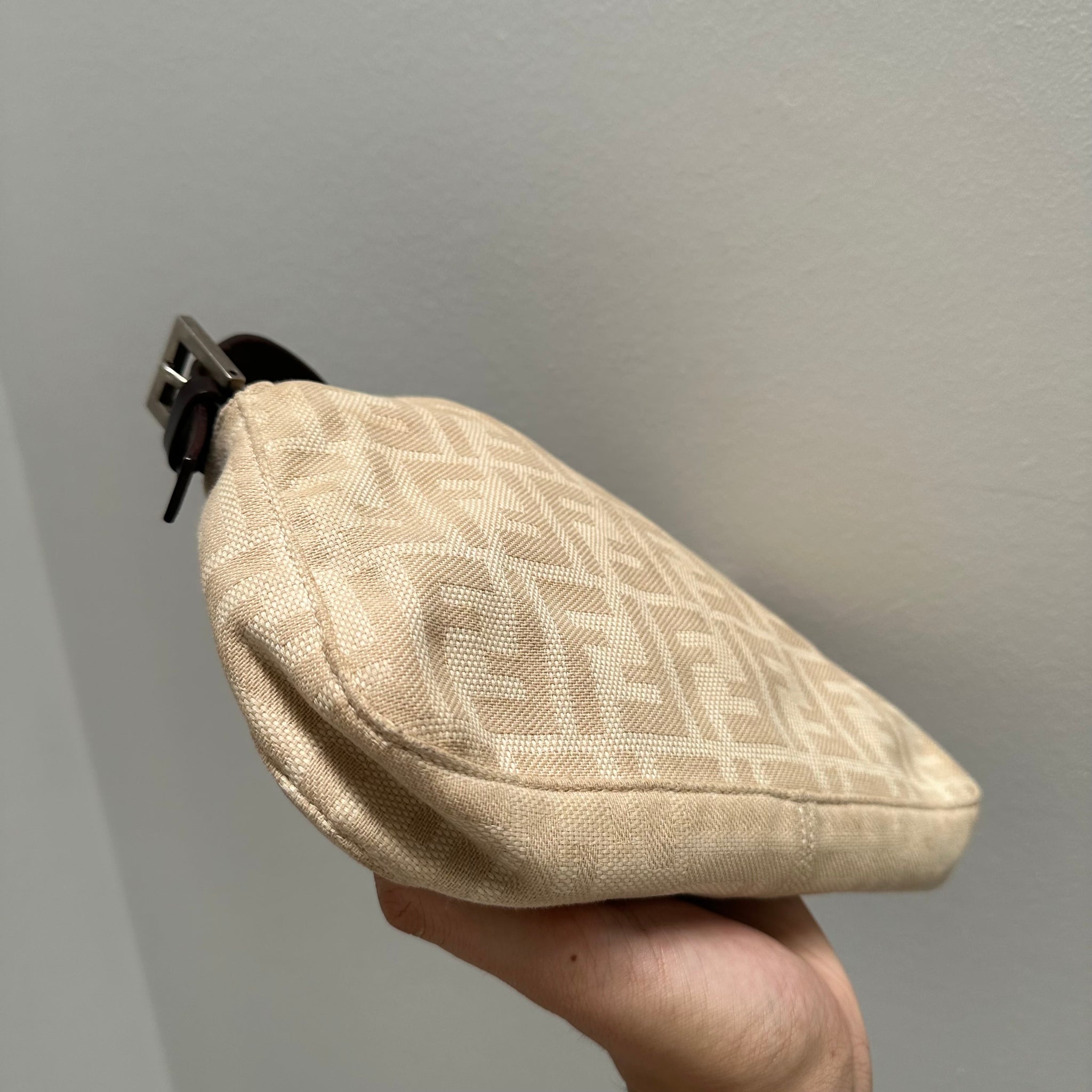 Fendi Cream Baguette Shoulder Bag