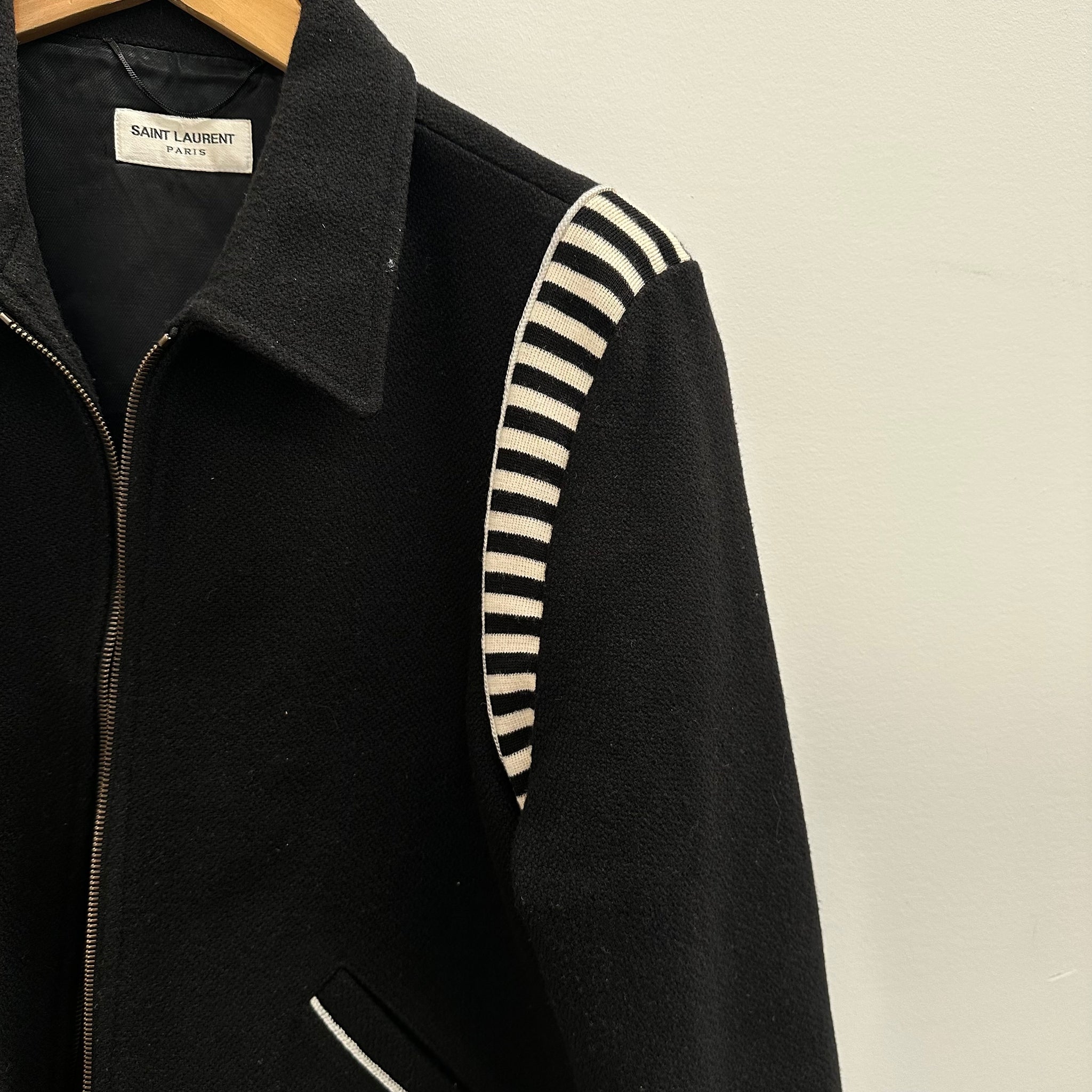 Saint Laurent FW16 Ray Striped Teddy Jacket