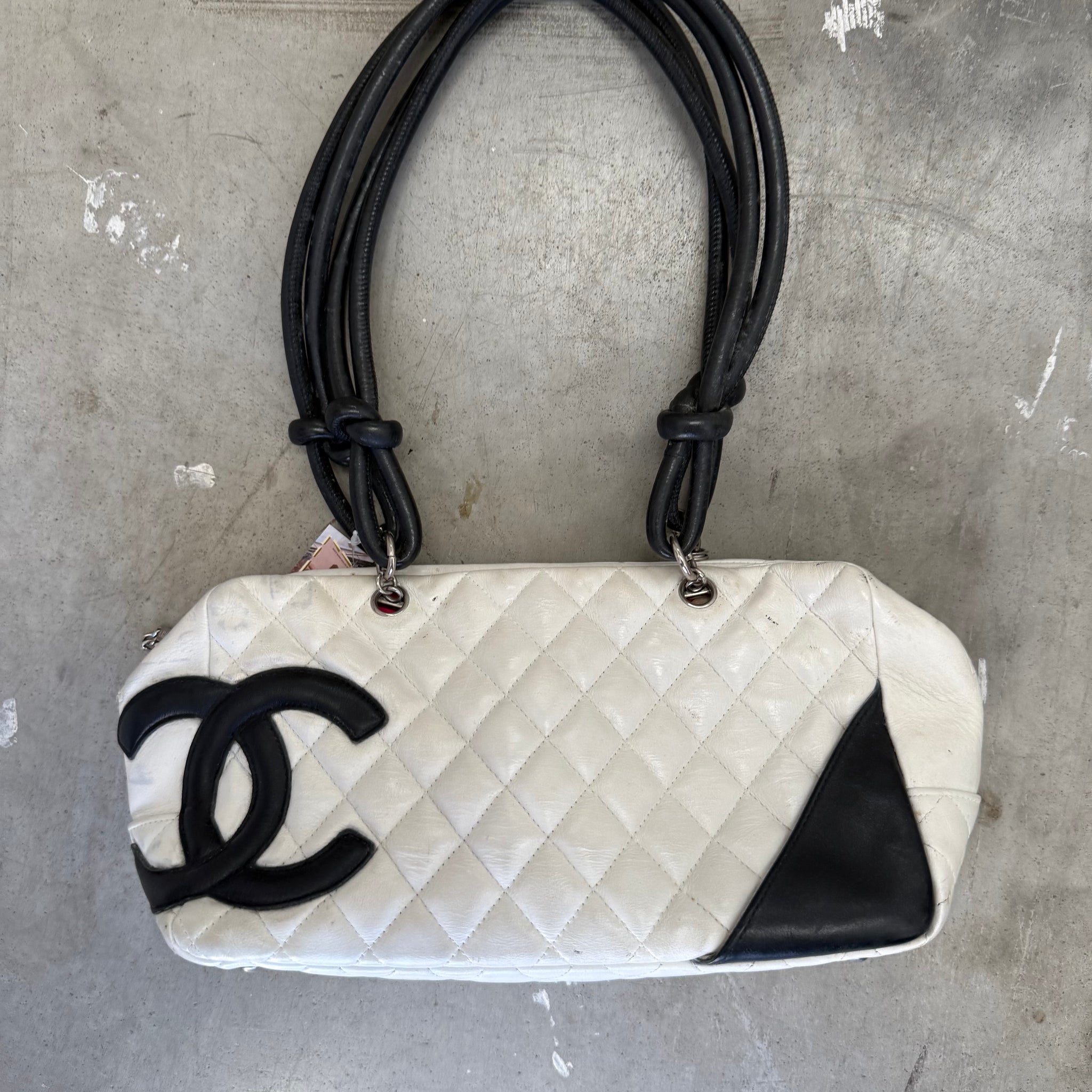 Chanel Cambon Shoulder Bag White Black