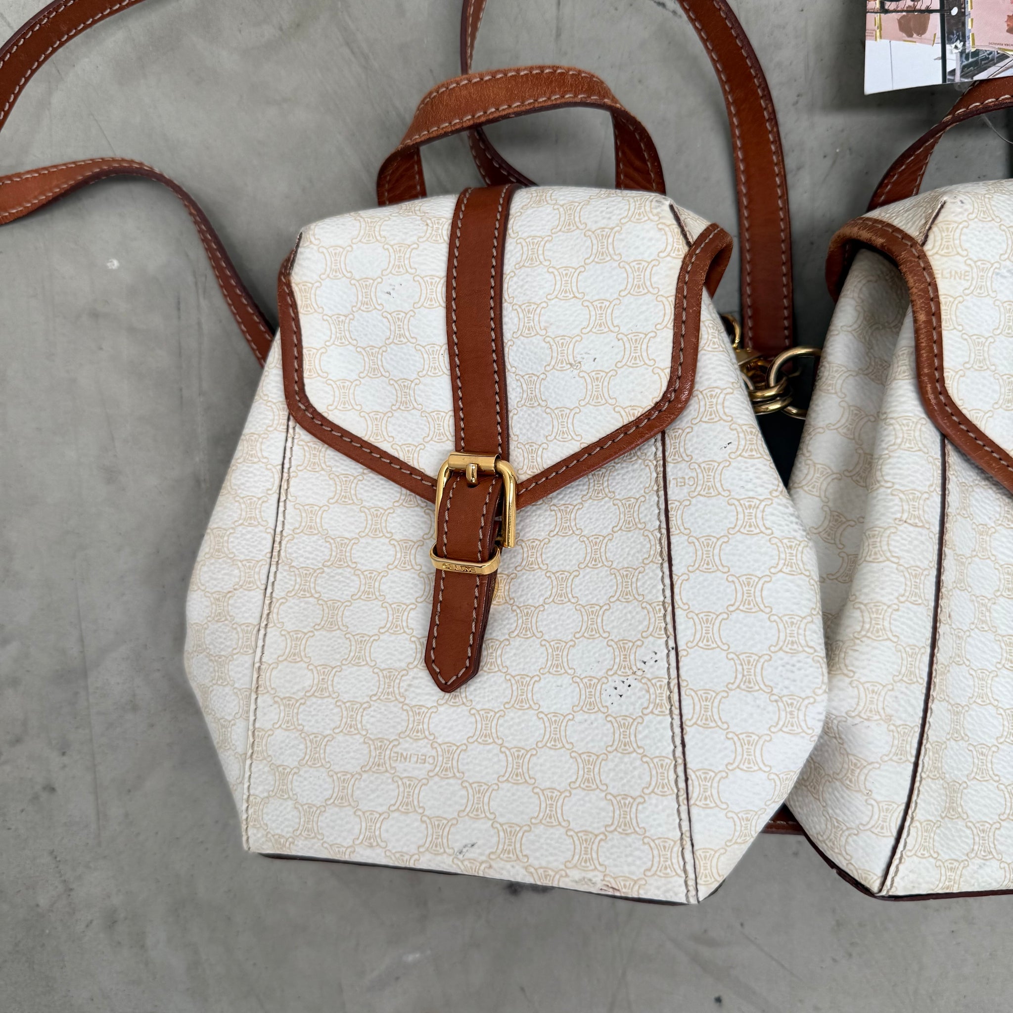 Celine Macadam White Double Mini Backpack