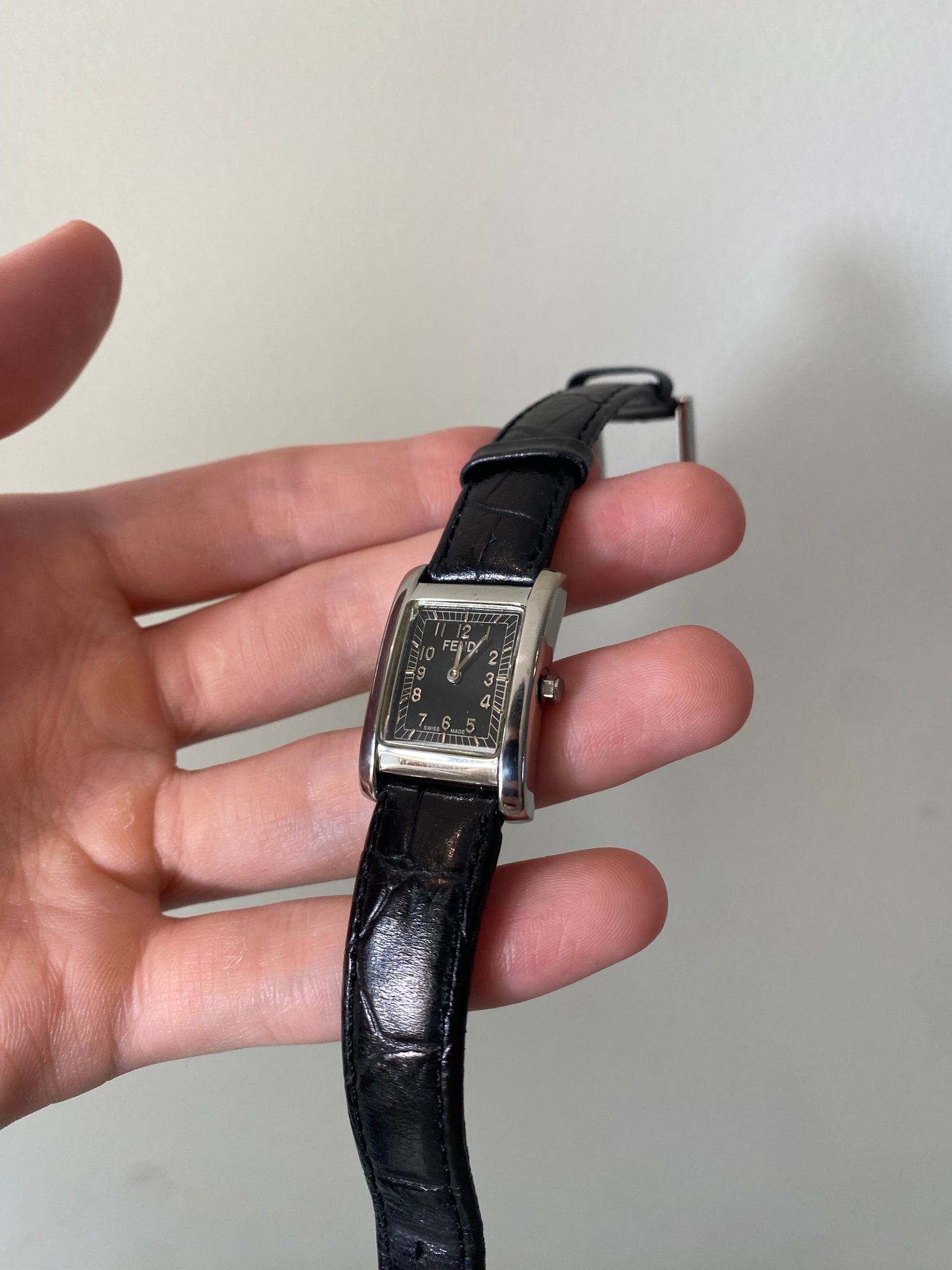 Fendi Tank Leather Strap Watch
