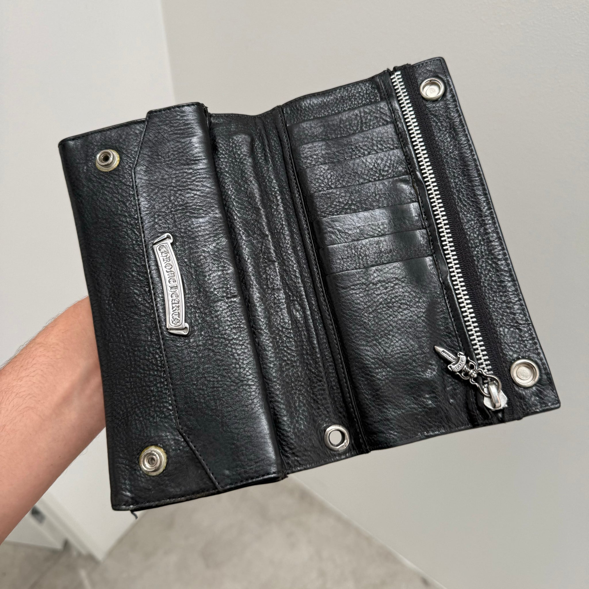 Chrome Hearts Double Button Snap Wallet Black