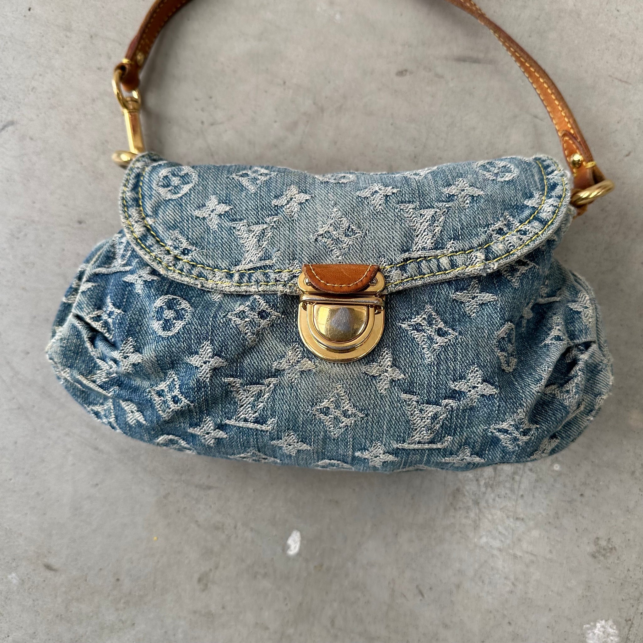 Louis Vuitton Monogram Denim Pleaty Shoulder Bag